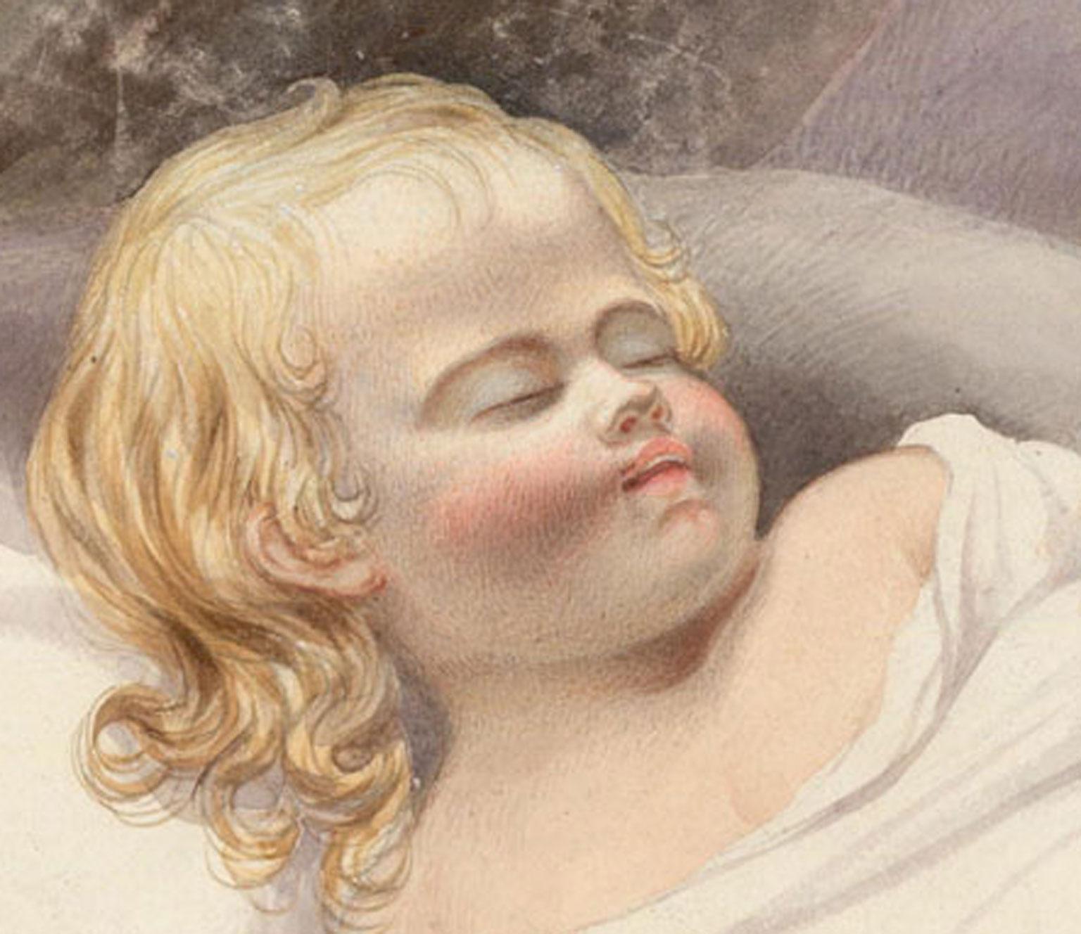 Charles Frederick Buckley (1812-1869) - Watercolour, Sleeping Child, 'Innocence' 3