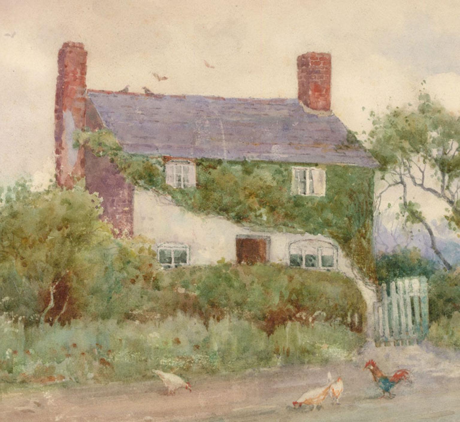 1909 Watercolour Signed Bardill, Cottage Scene - Art by Attrib. Ralph William Bardill