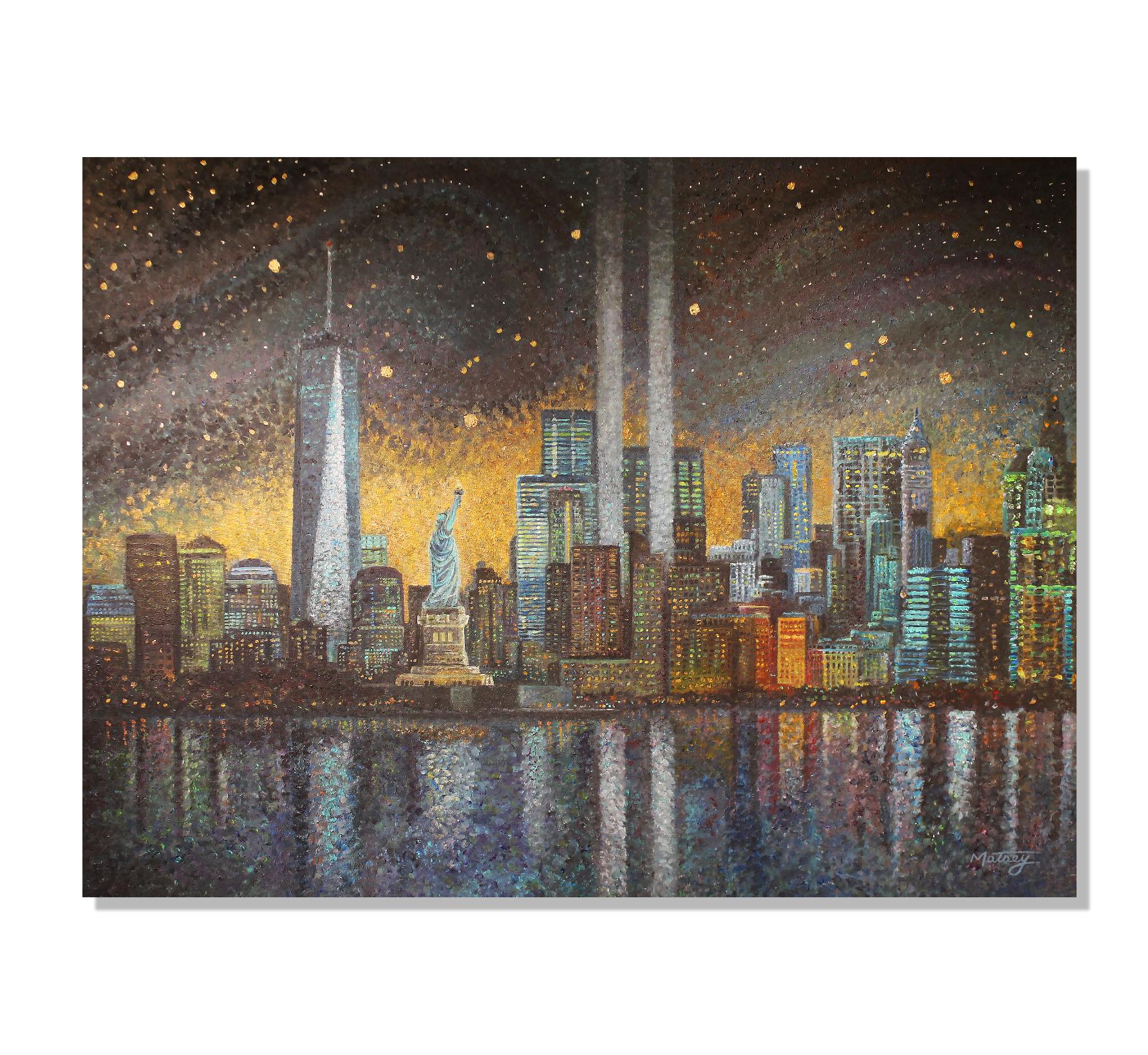 Pointillism, Impressionism, New York City Skyline, Abstract Painting Greg Matsey