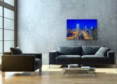 Aerial Chicago Twilight Cityscape, Landscape Photography on Metal by Scott F.