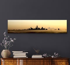 Panoramic Chicago Skyline Silhouette, Photography, Giclee on Metal by Scott F.