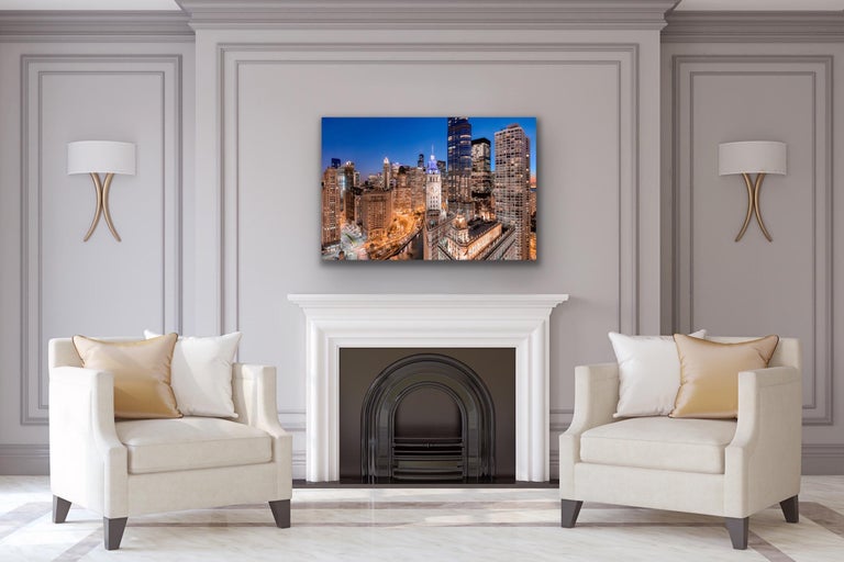Aerial Photography, Chicago's Wacker Drive, Giclee on Metal, by Scott F. - Print by Scott F. 