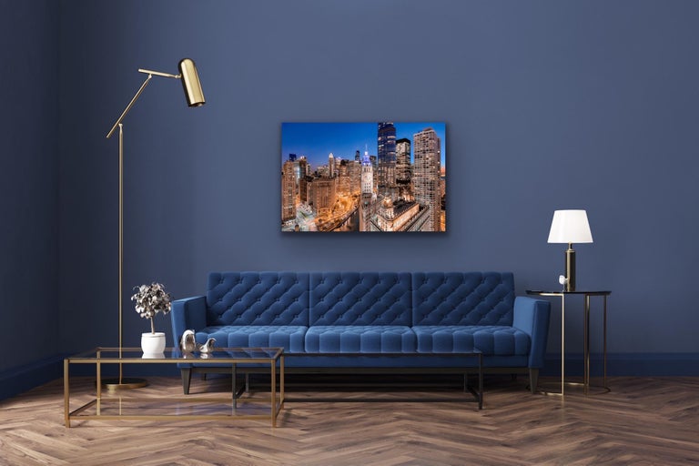 Aerial Photography, Chicago's Wacker Drive, Giclee on Metal, by Scott F. - Modern Print by Scott F. 
