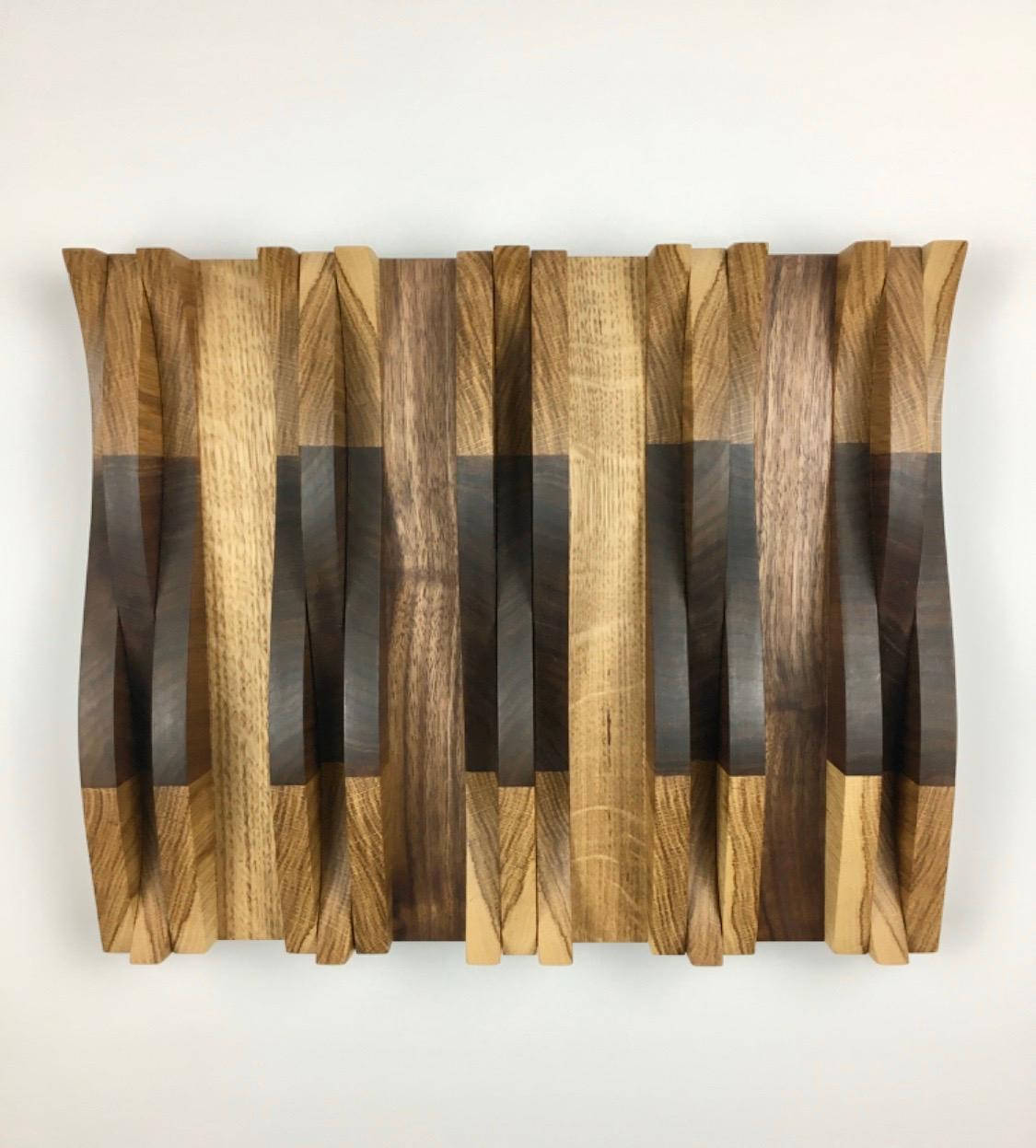 Unknown Abstract Sculpture - Modern Contemporary Abstract Maple & Oak Wood Wall Sculpture, by Shawn B 