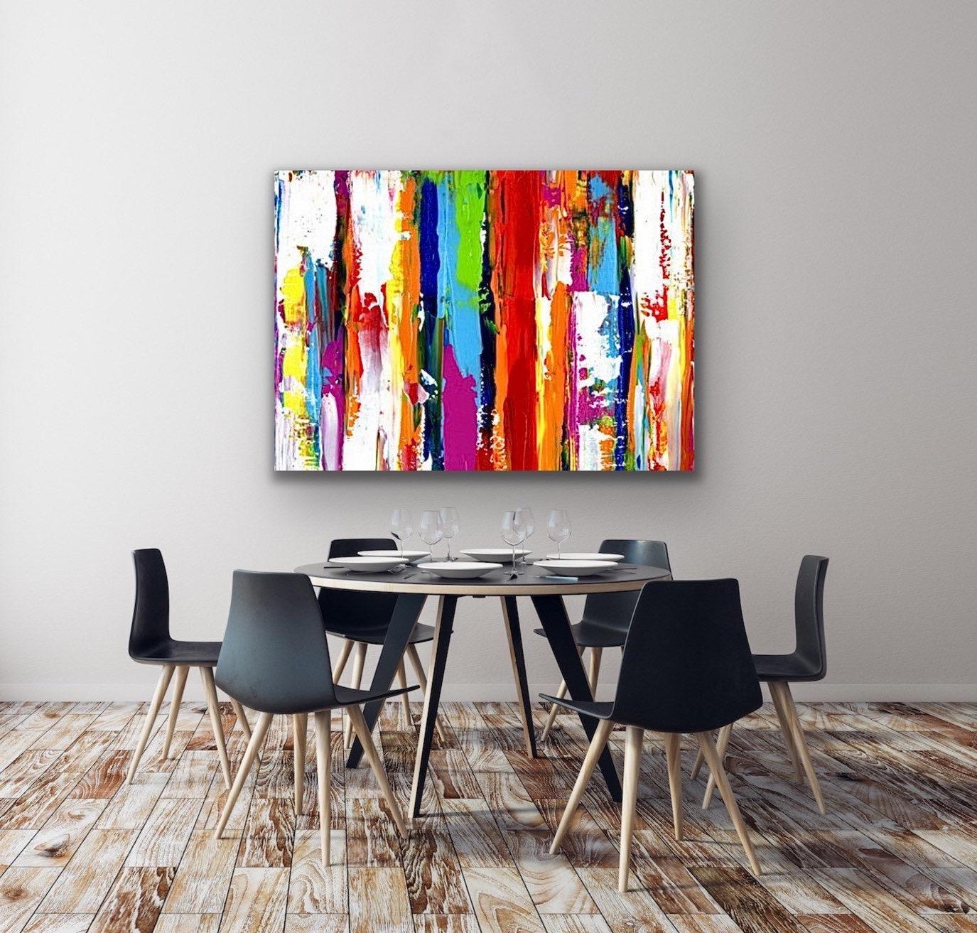Contemporary Colorful Abstract Painting, Modern Giclee Print on Metal, by Cessy 1