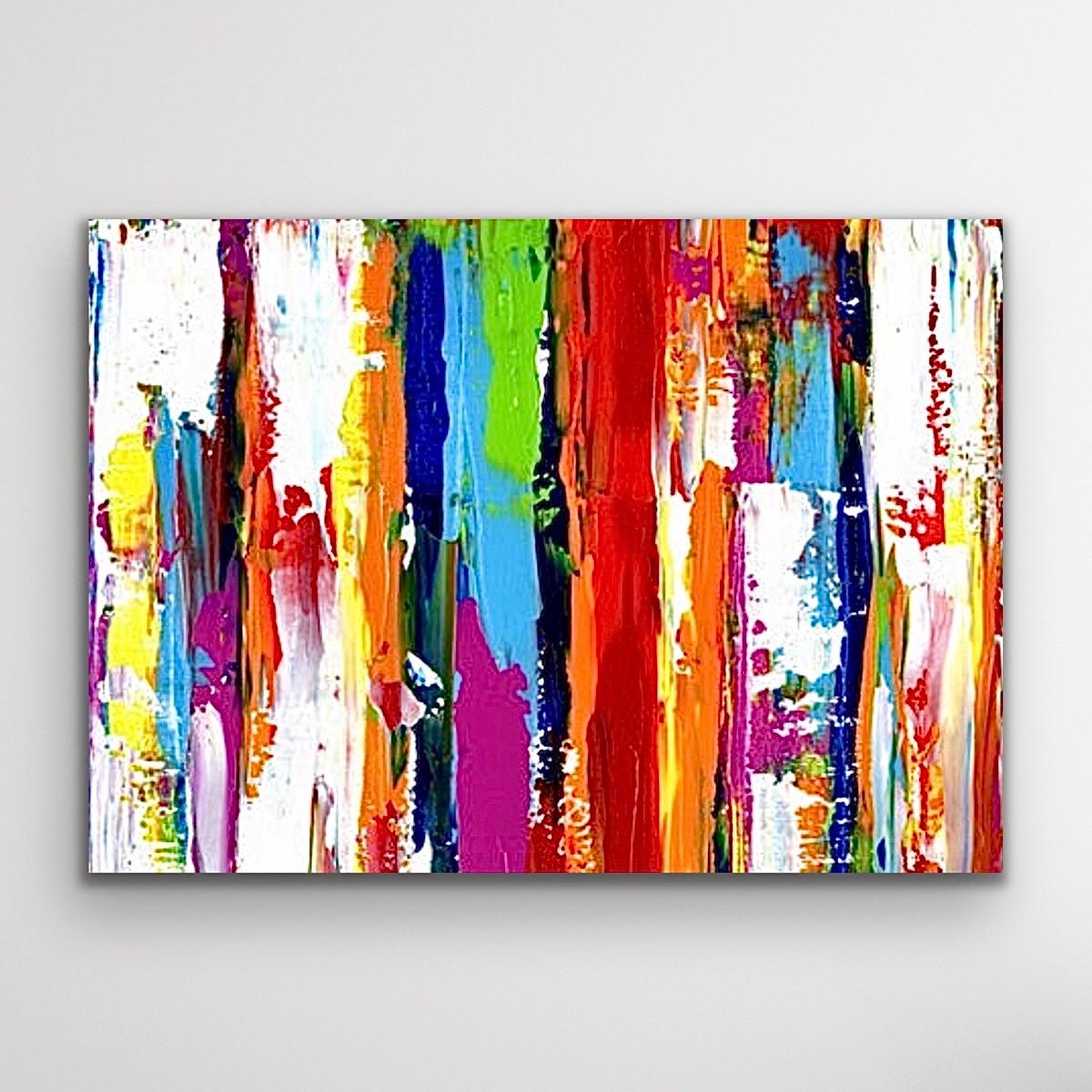 Contemporary Colorful Abstract Painting, Modern Giclee Print on Metal, by Cessy 4