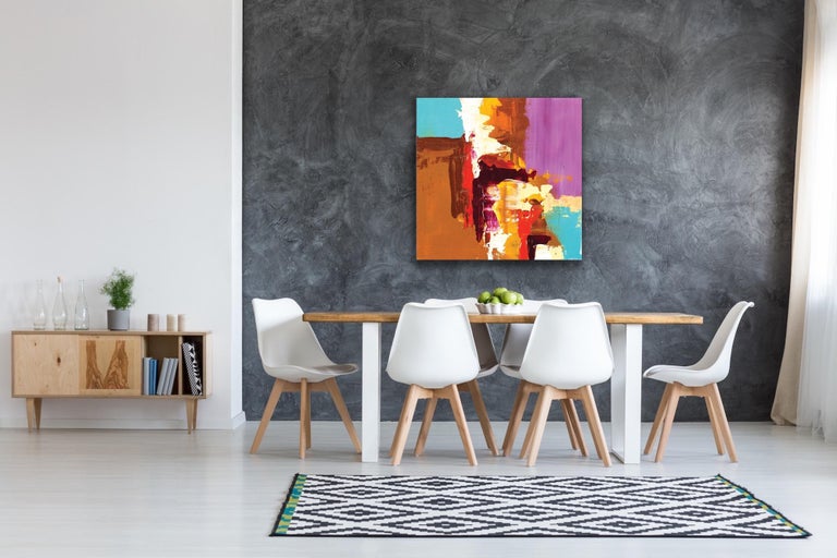 Large Modern Wall Art, Contemporary Painting, Indoor Outdoor Art Print on Metal For Sale 1