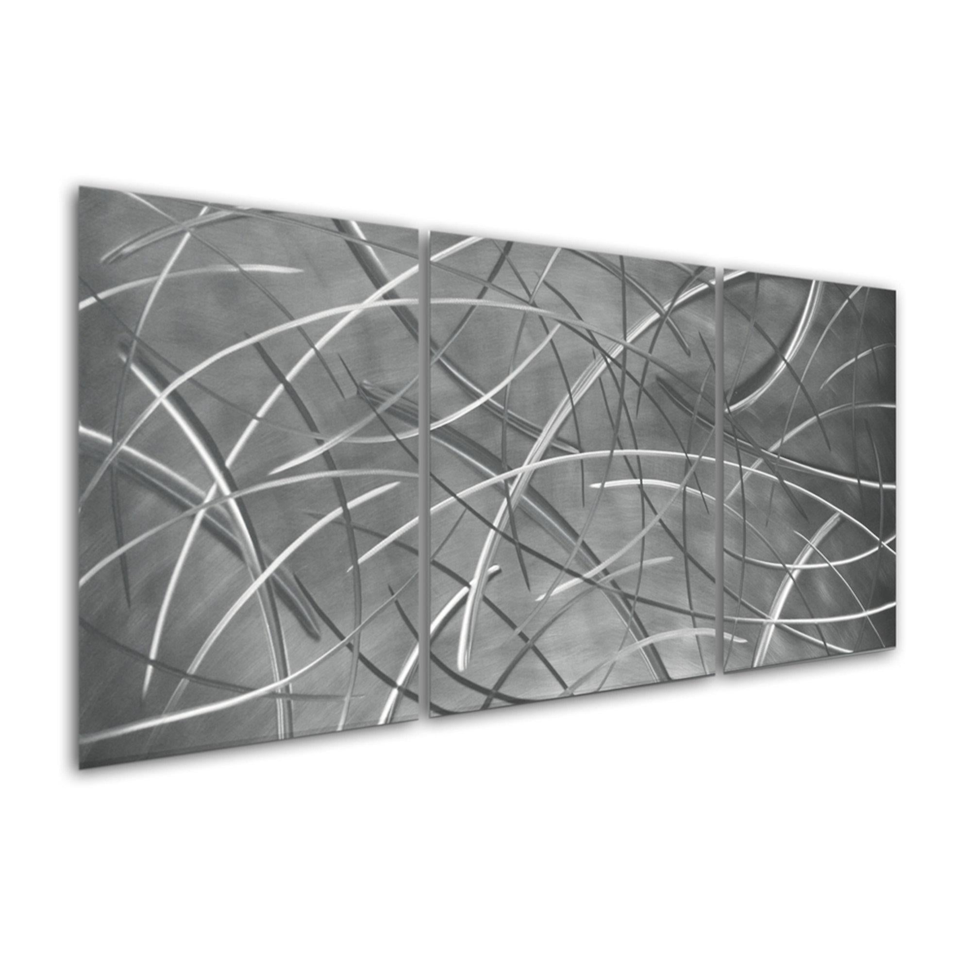 Large Metal Triptych Wall Art Contemporary Modern Sculpture Art by Sebastian R.