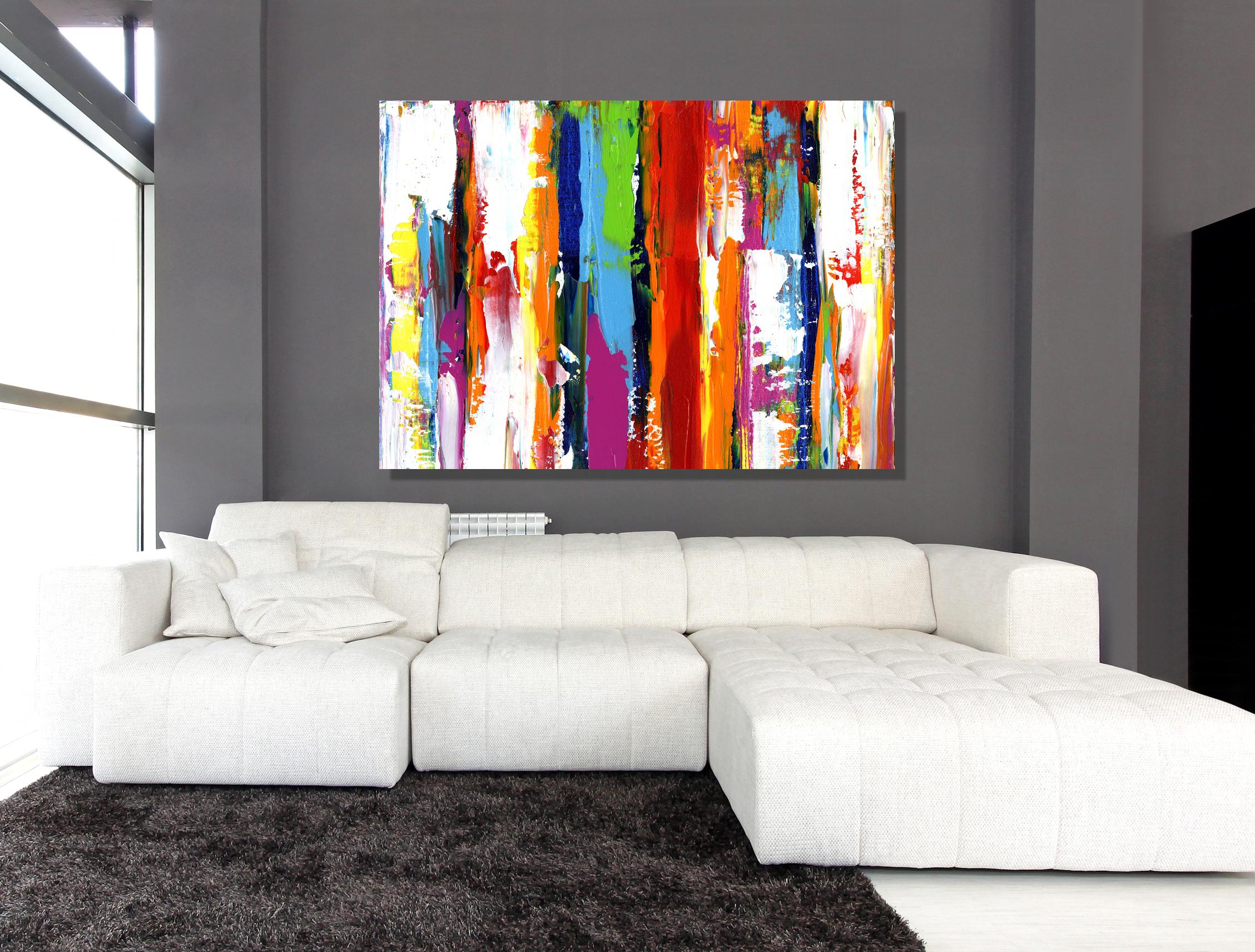 Contemporary Colorful Abstract Painting, Modern Giclee Print on Metal, by Cessy  1