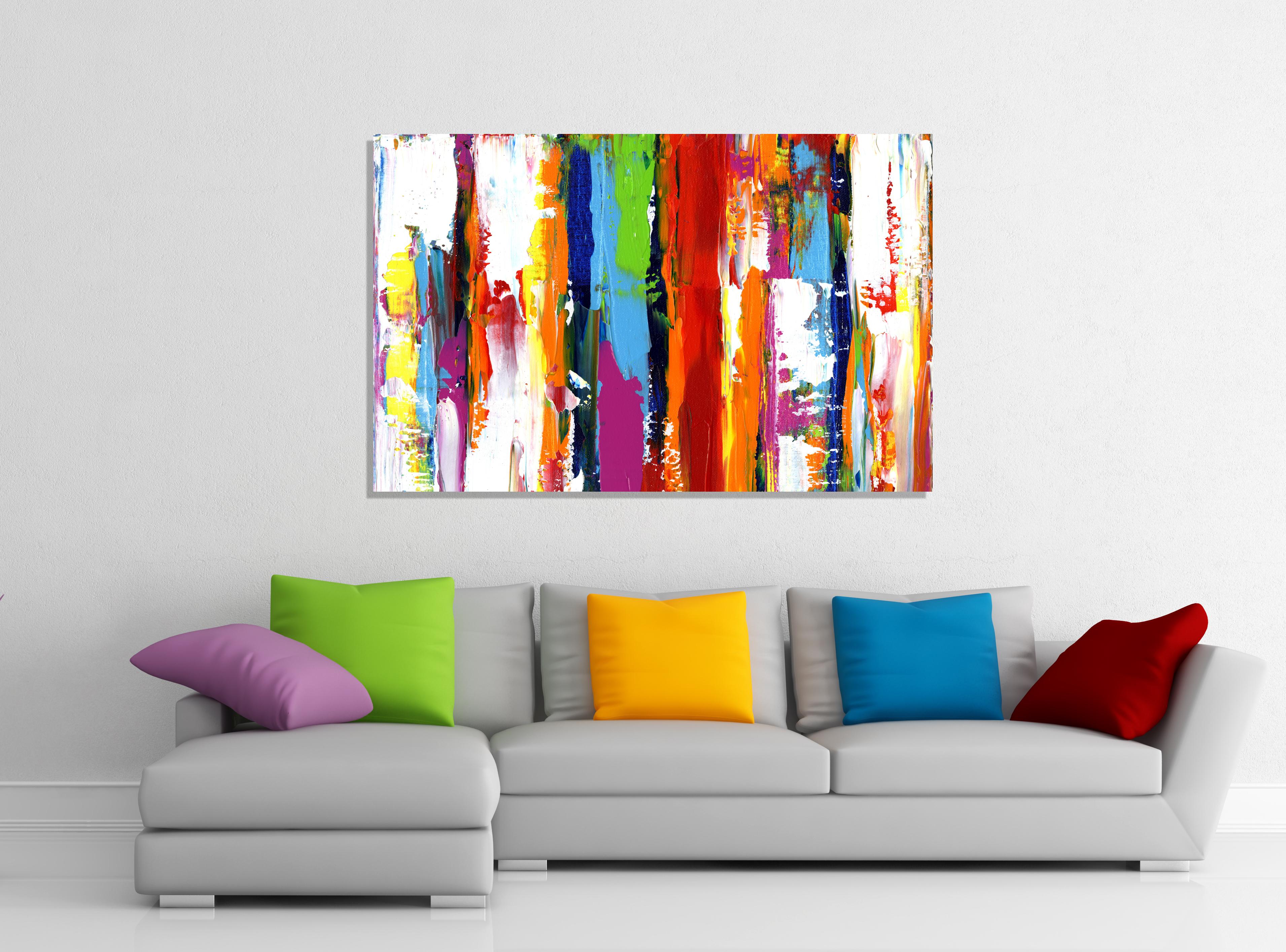 Contemporary Colorful Abstract Painting, Modern Giclee Print on Metal, by Cessy  2