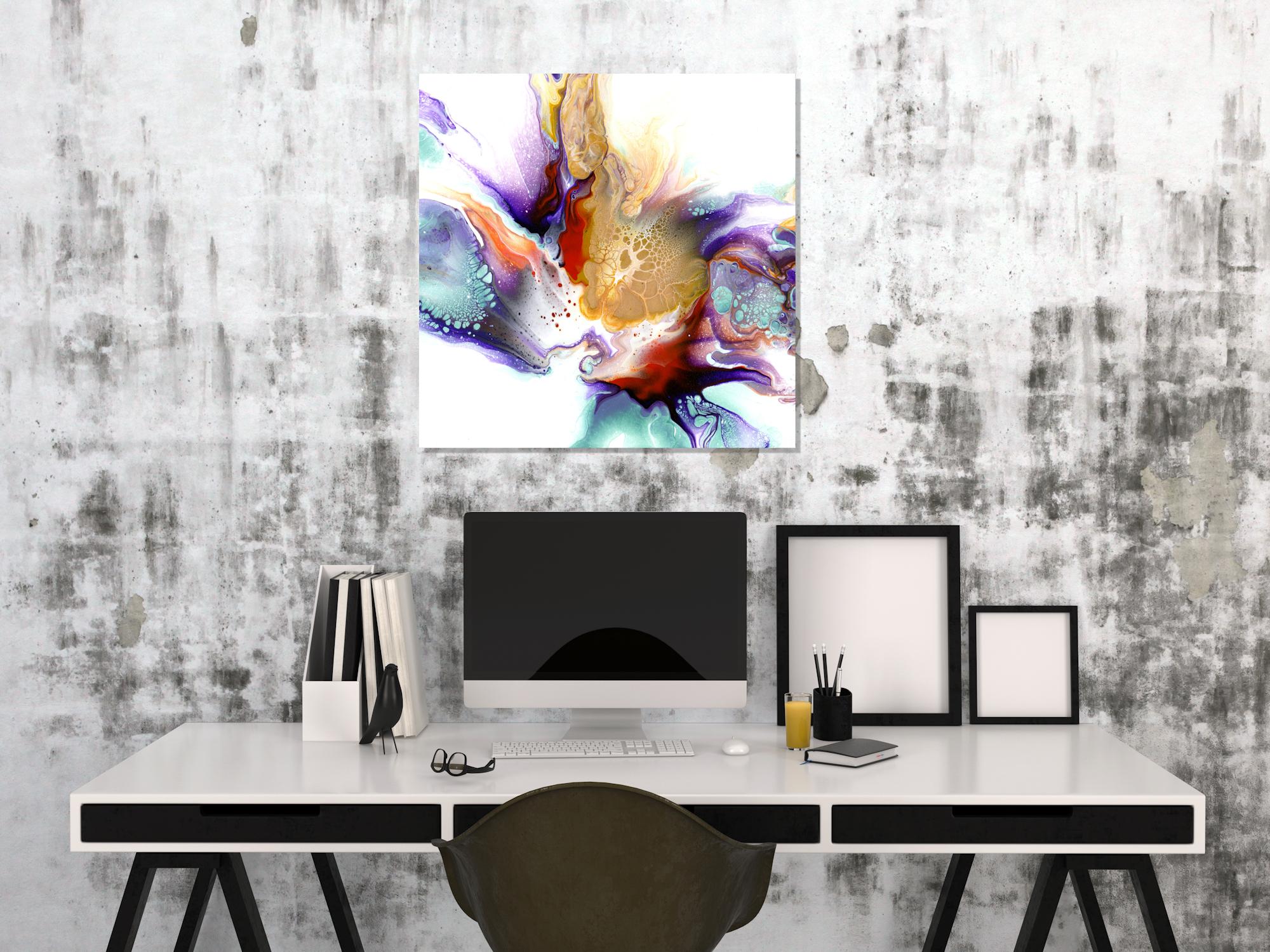 Modern Contemporary Abstract Giclee Print on Metal, Industrial Art, by Cessy For Sale 1