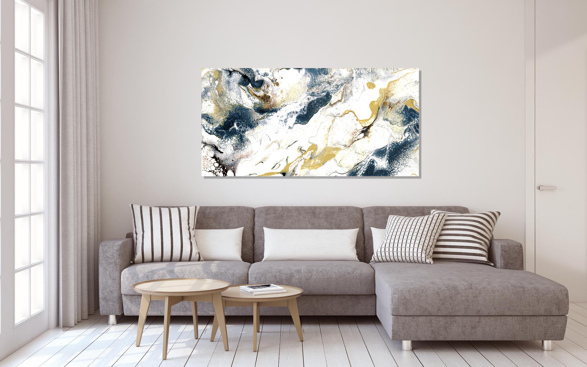 Industrial Modern Contemporary Giclee Print on Metal Abstract Painting by Cessy  For Sale 5
