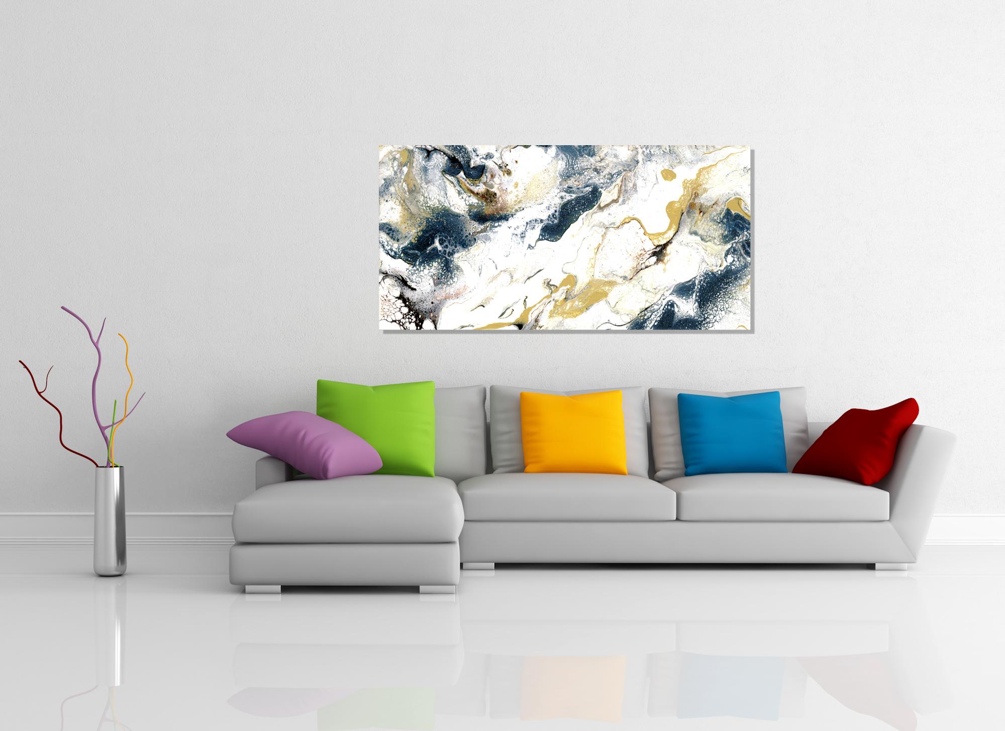 Industrial Modern Contemporary Giclee Print on Metal Abstract Painting by Cessy  For Sale 6