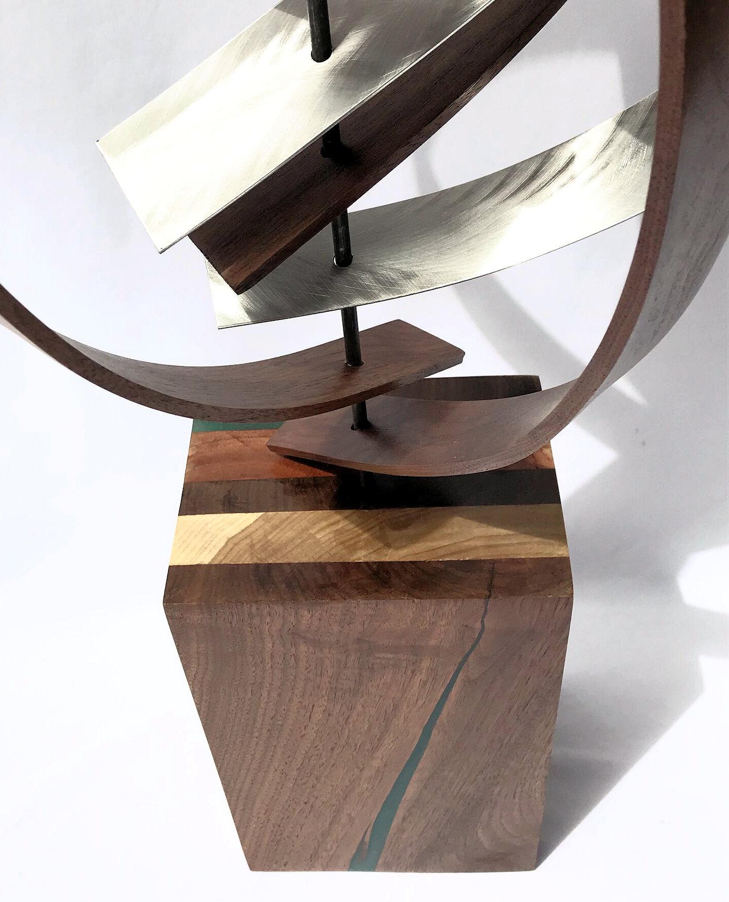 Mid Century Modern Wood Metal Free-Standing Sculpture Original Contemporary Art  1