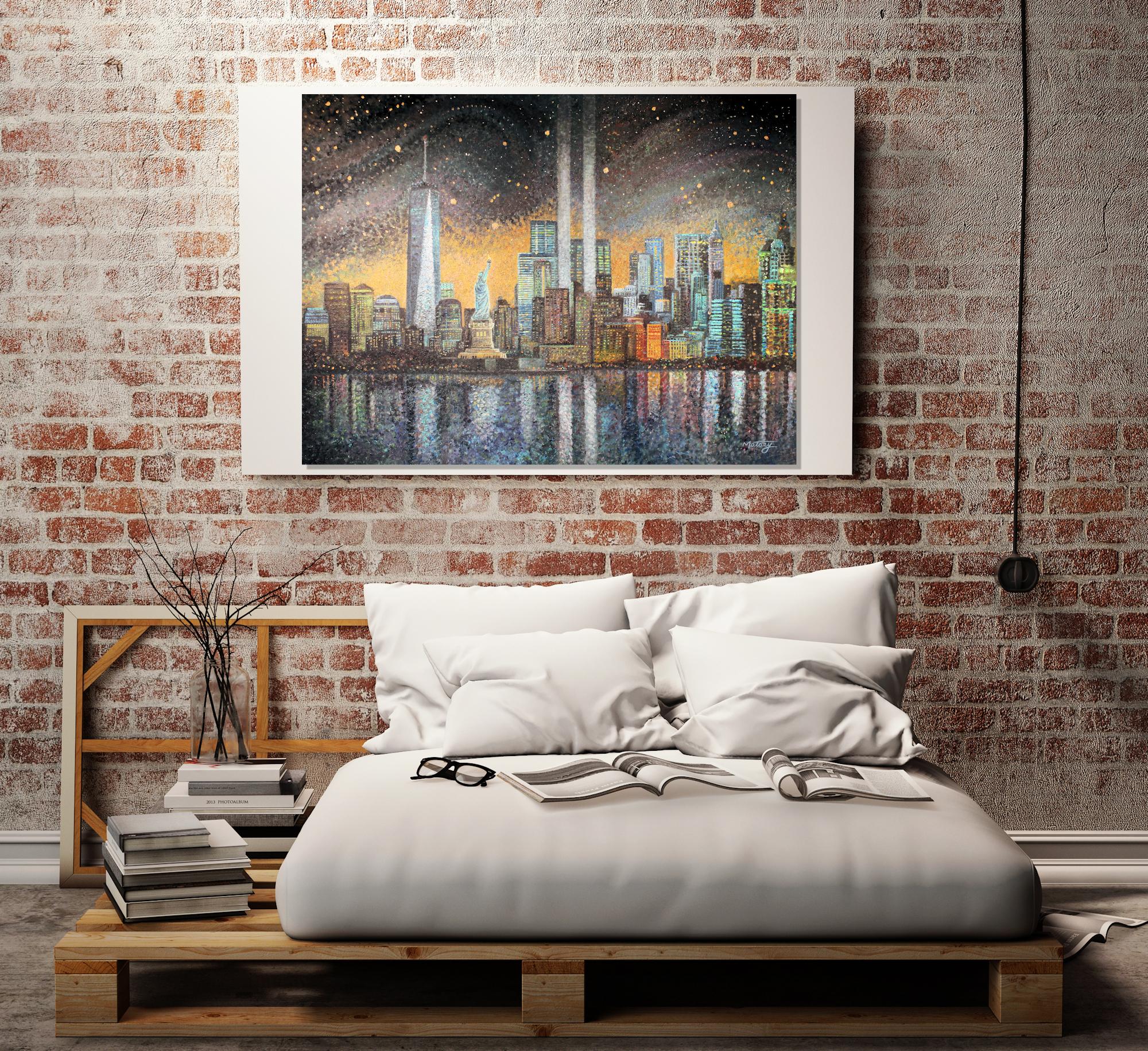 Pointillism, Impressionism, New York City Skyline, Abstract Painting Greg Matsey For Sale 1