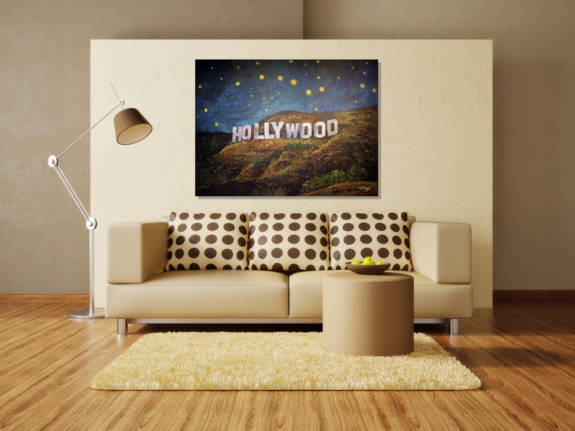 painting hollywood sign