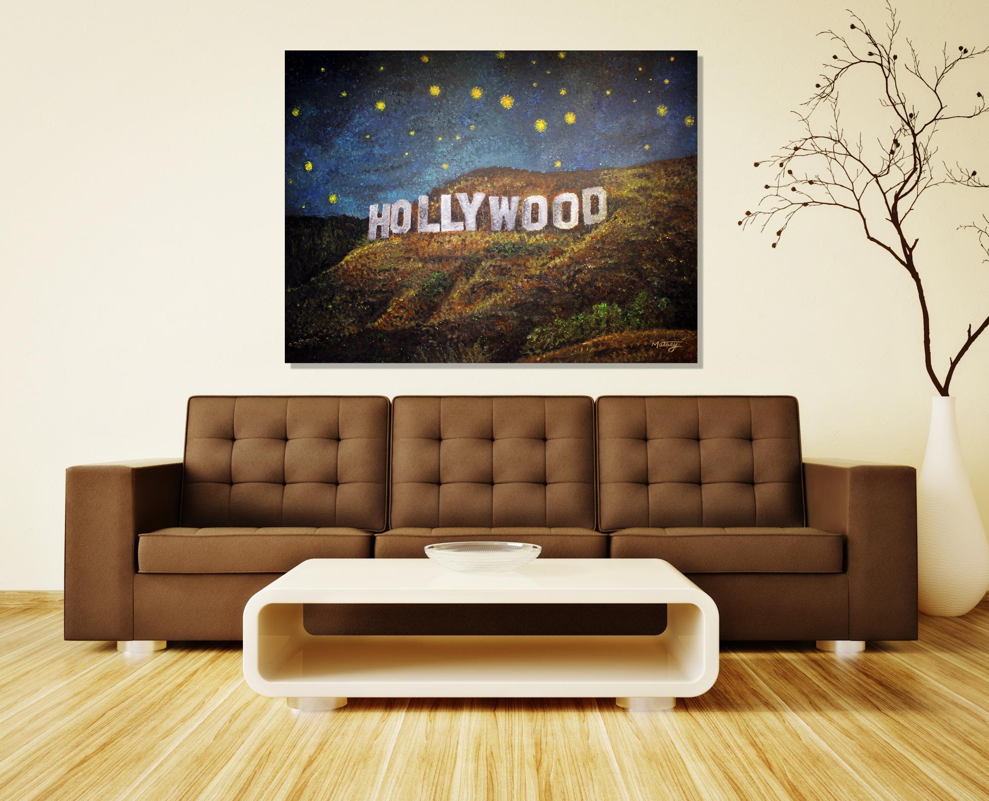 Hollywood Sign Art, Pointillism, Impressionism, Abstract Painting, Greg Matsey For Sale 1