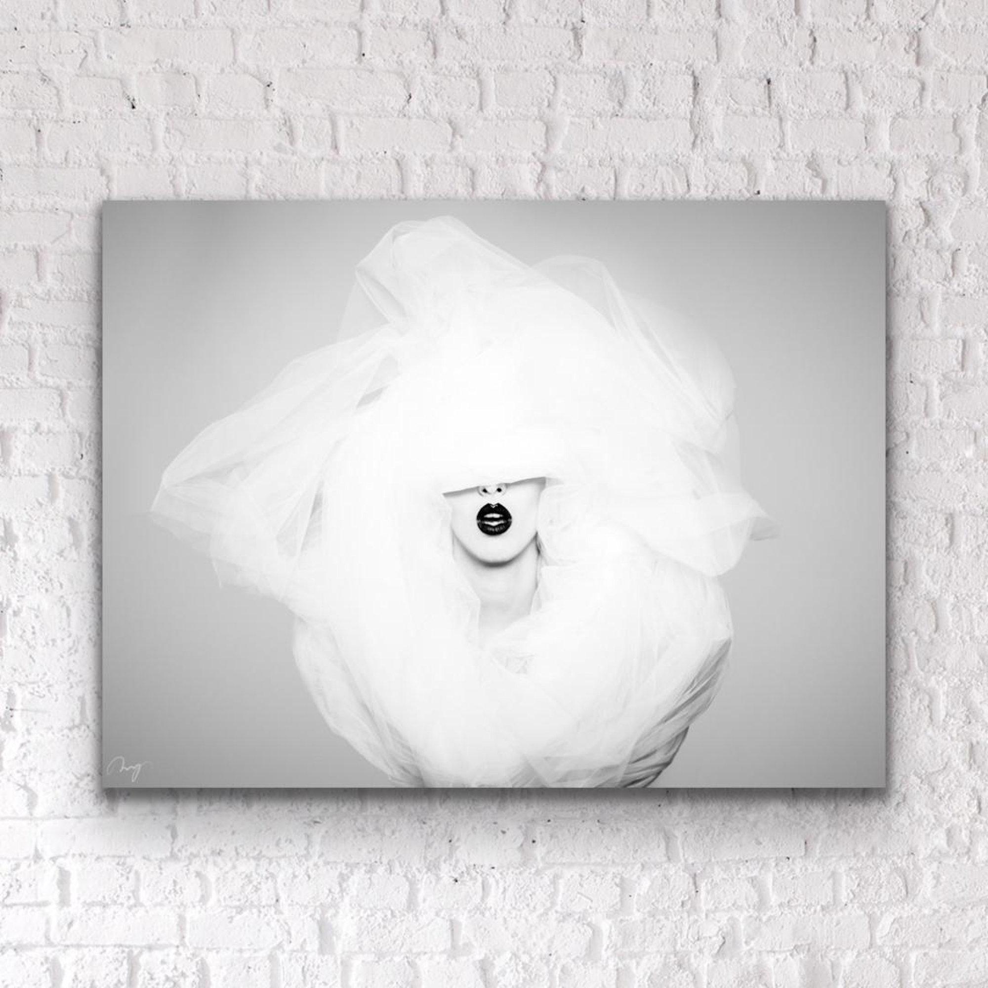 Contemporary modern abstract graphic art, giclee printed on lightweight metal composite.
Angora Veil is a heart-birthed photographic homage expressing “perfection”. Women growing up in today’s world are taught to be perfect from a young age. From