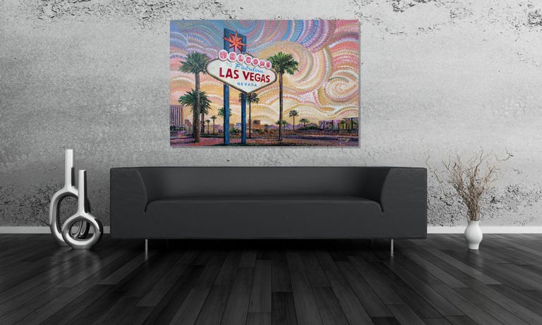 Las Vegas Sign Art, Pointillism, Impressionism, Abstract Painting, Greg Matsey For Sale 3