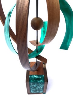 Modern Wood Metal Free-Standing Rotating Sculpture Original Contemporary Art 