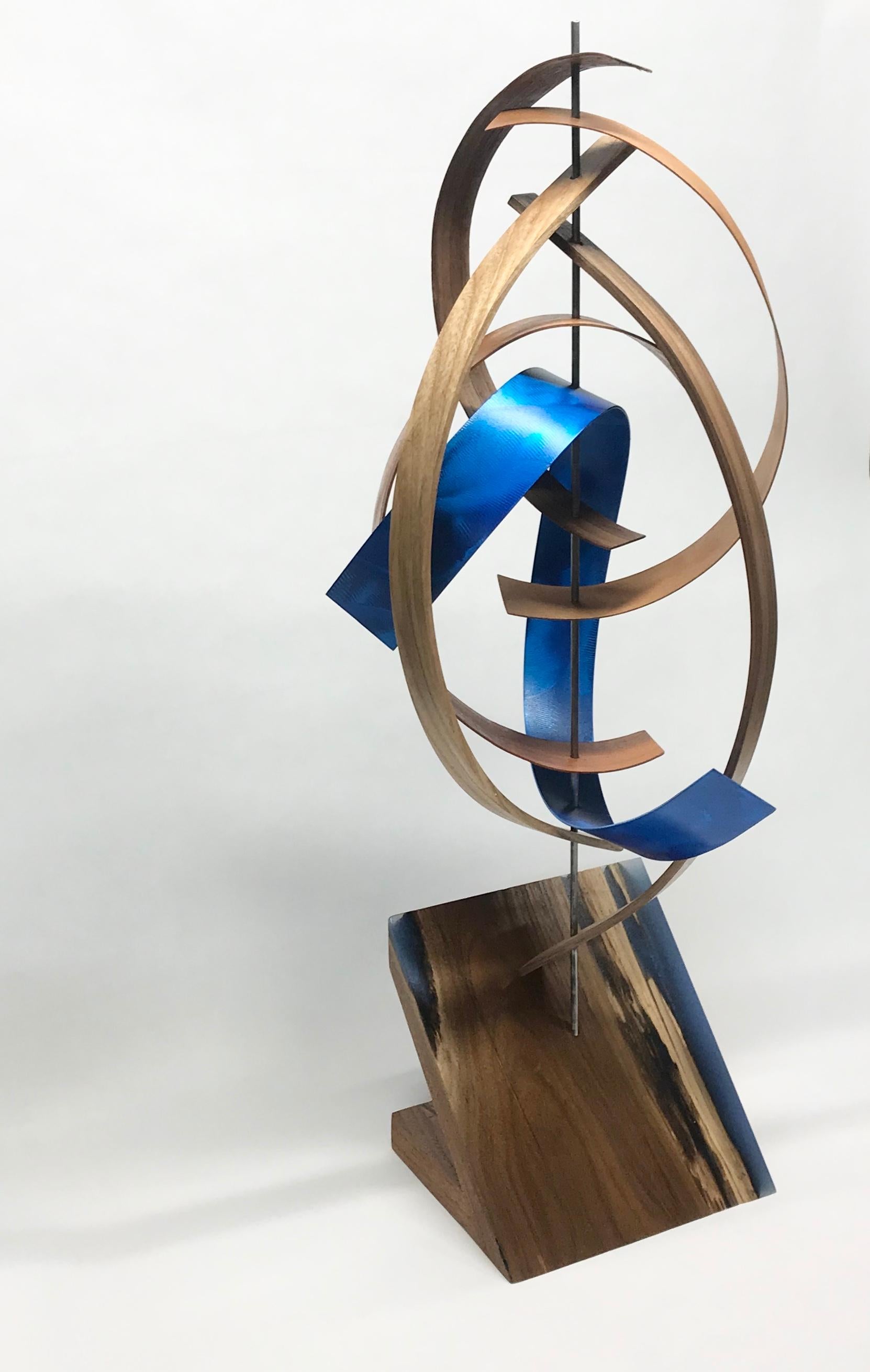 Mid-Century Modern Inspired Wood & Metal Sculpture, Jeff Linenkugel 2