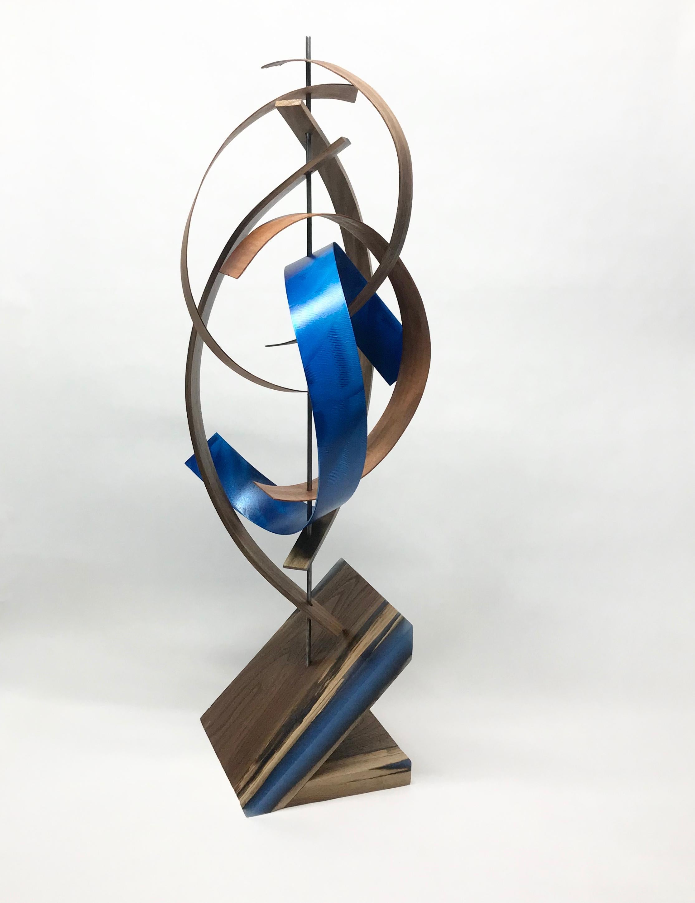 Mid-Century Modern Inspired Wood & Metal Sculpture, Jeff Linenkugel 4