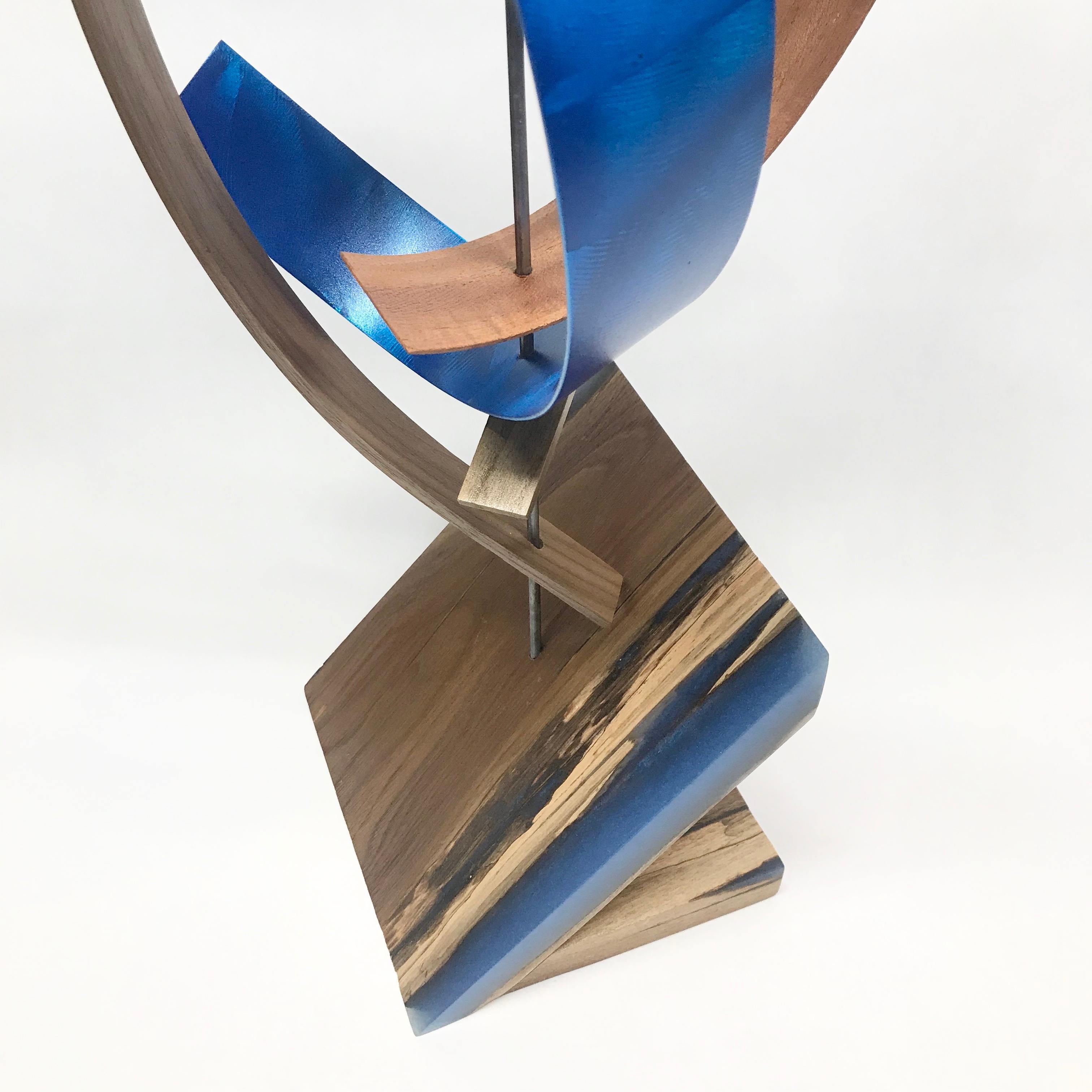 Mid-Century Modern Inspired Wood & Metal Sculpture, Jeff Linenkugel 5