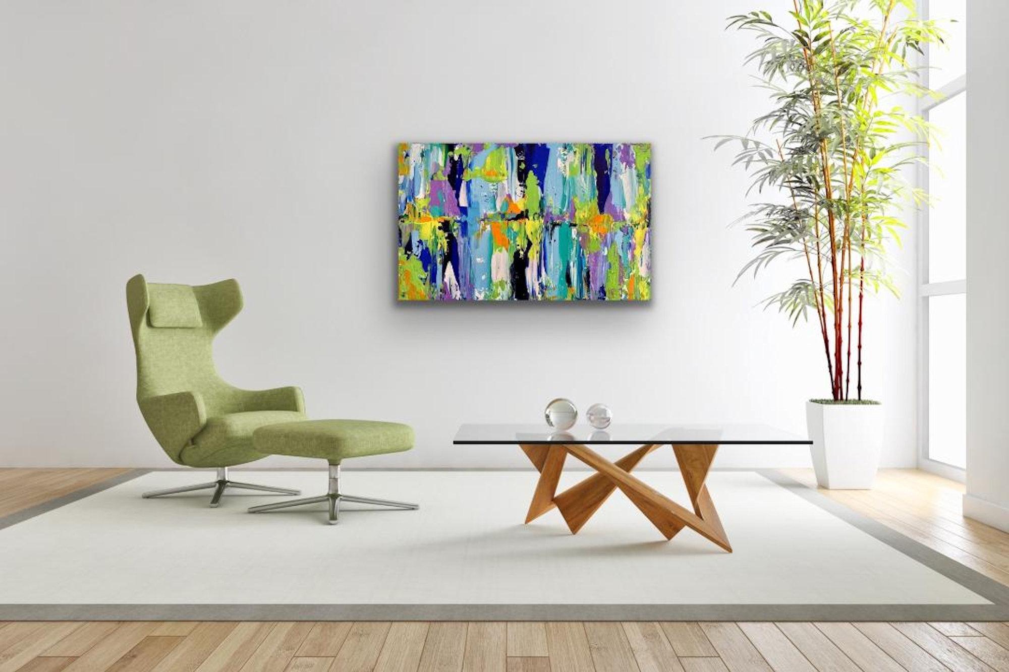 Contemporary Modern Abstract Painting, Giclee Print on Metal, by Cessy  For Sale 3