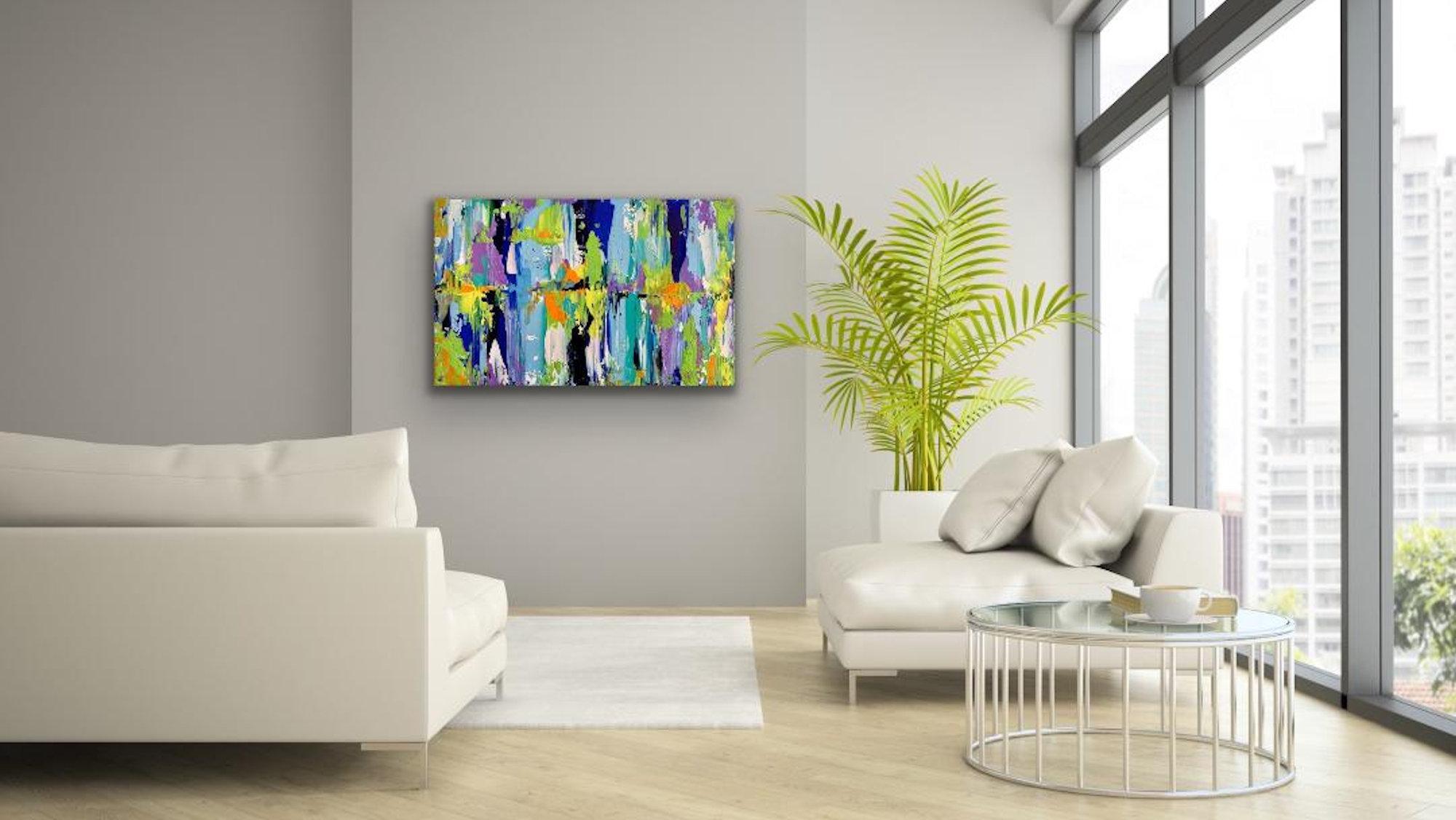 Contemporary Modern Abstract Painting, Giclee Print on Metal, by Cessy  For Sale 4