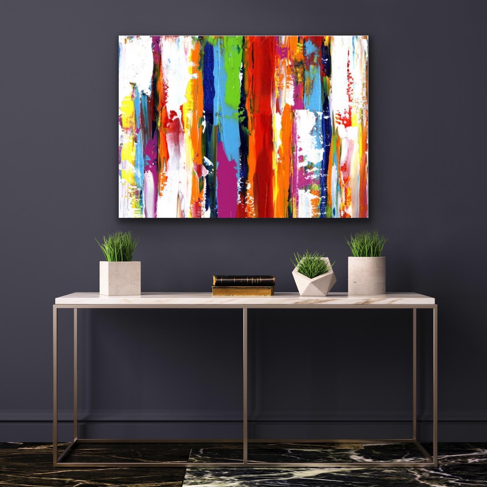 Contemporary Colorful Abstract Painting, Modern Giclee Print on Metal, by Cessy 2