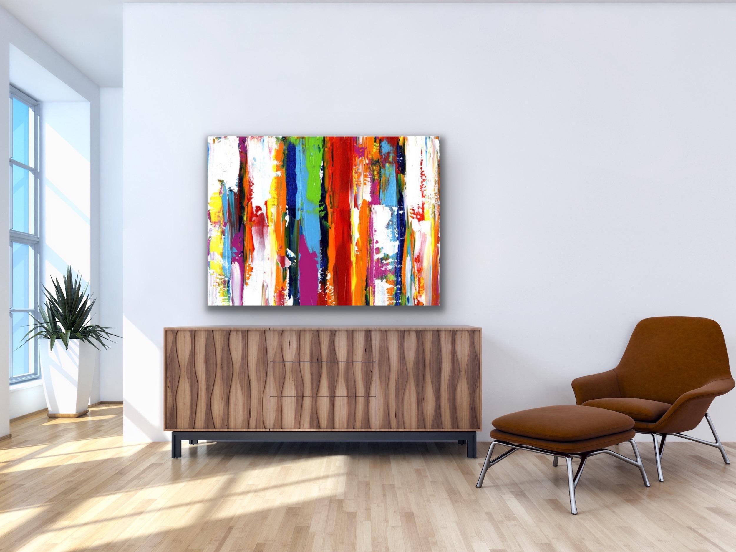 Contemporary Colorful Abstract Painting, Modern Giclee Print on Metal, by Cessy 3