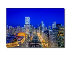 Aerial Chicago Twilight Cityscape, Landscape Photography on Metal by Scott F.