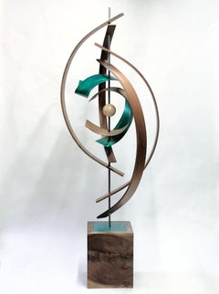 Mid-Century Modern Inspired, Wood Metal Sculpture, Original Contemporary Art 