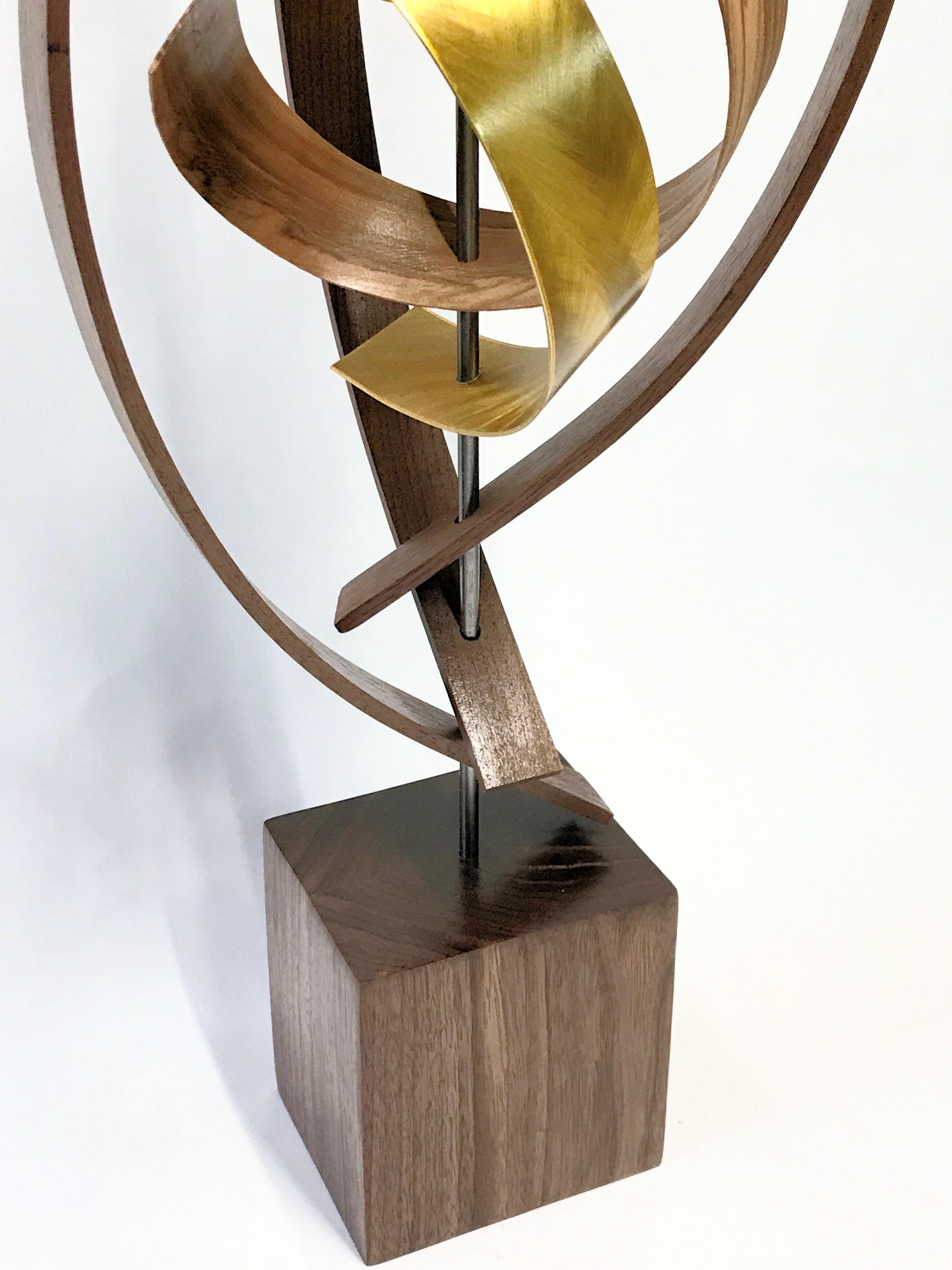 Original, Contemporary, Wood Metal Sculpture, Mid-Century Modern Inspired Art For Sale 2