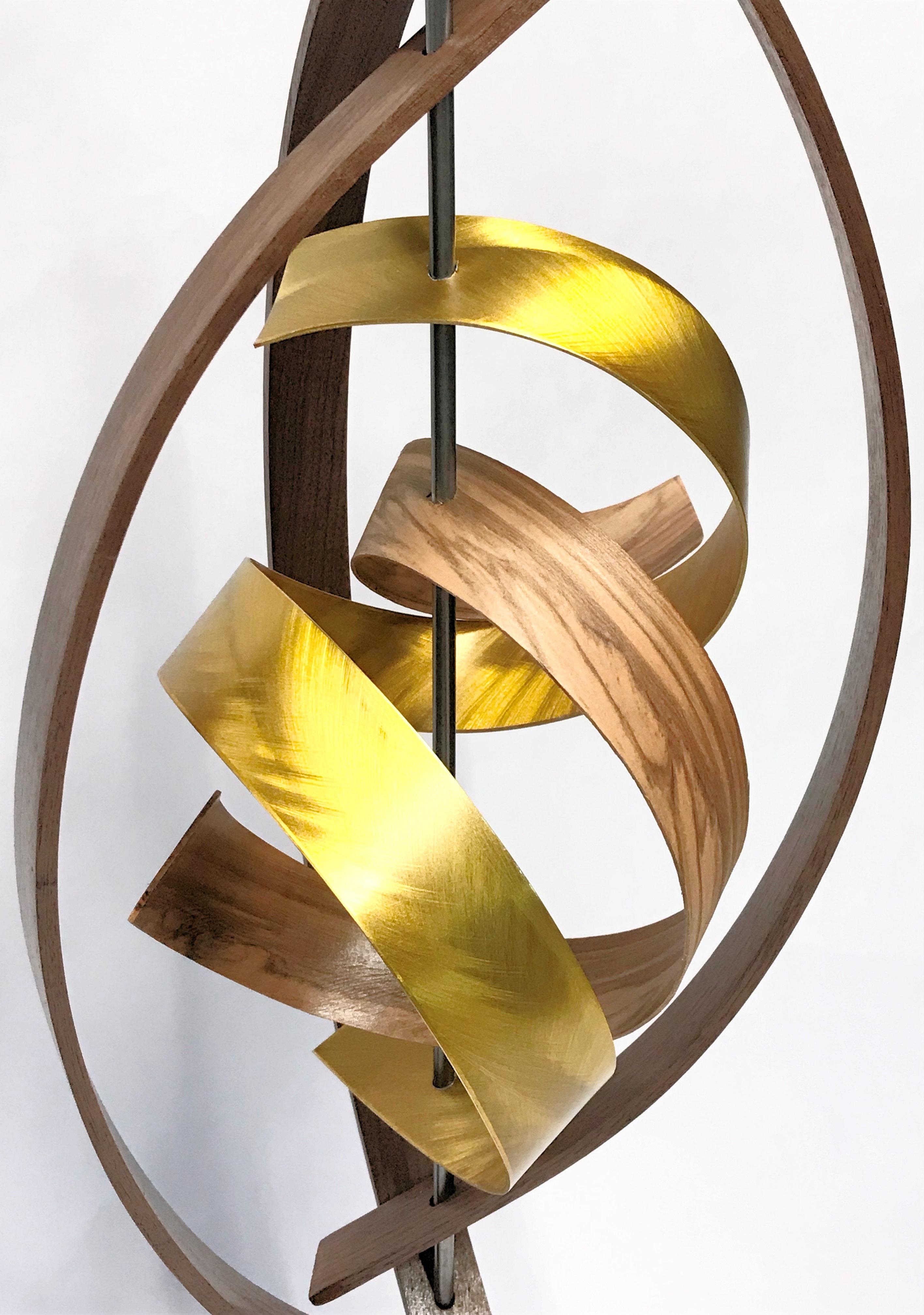 Original, Contemporary, Wood Metal Sculpture, Mid-Century Modern Inspired Art For Sale 1