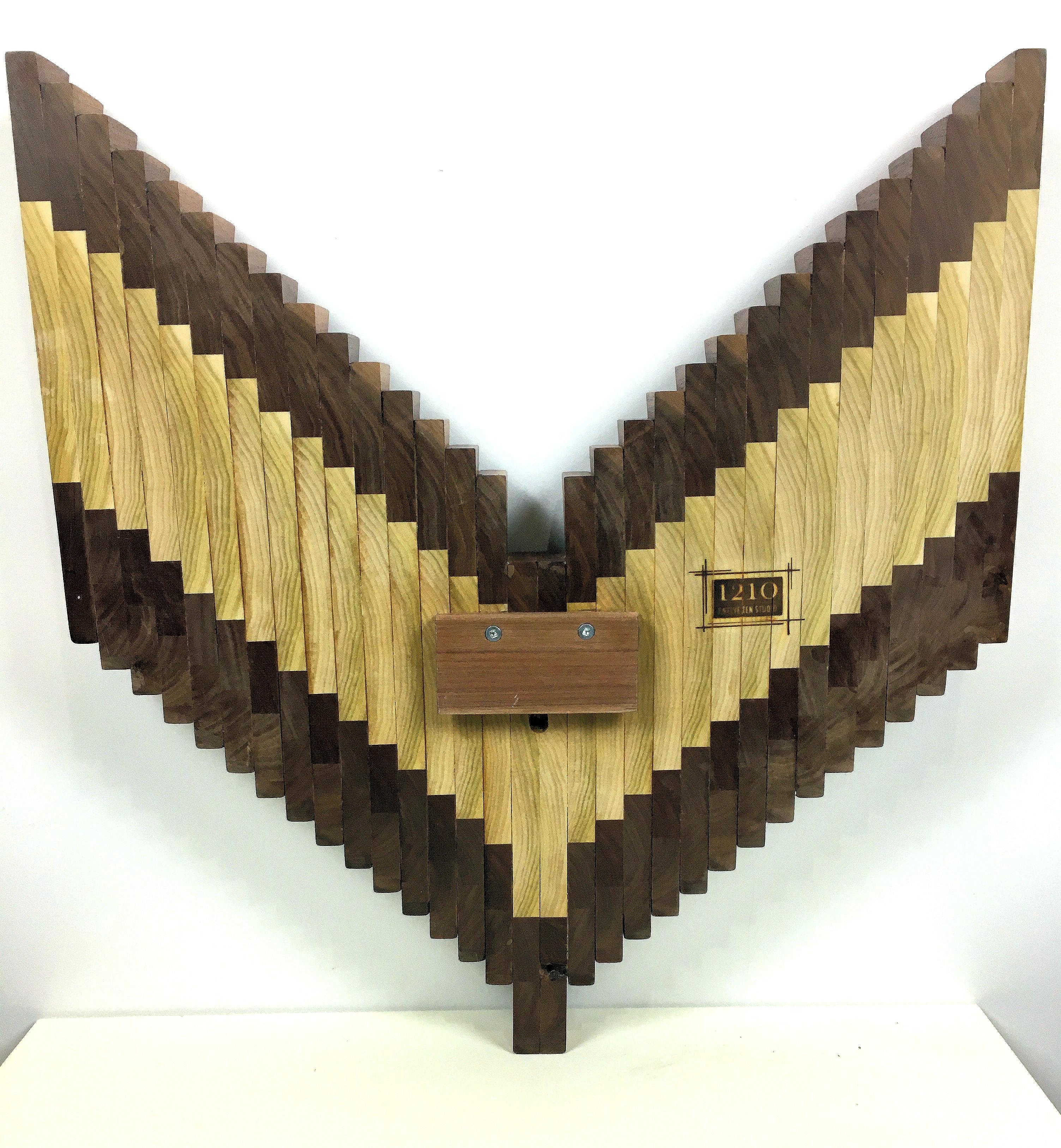 Original, Modern Contemporary, Abstract Wood Bird Wall Sculpture, by Shawn B  - Brown Abstract Sculpture by Unknown