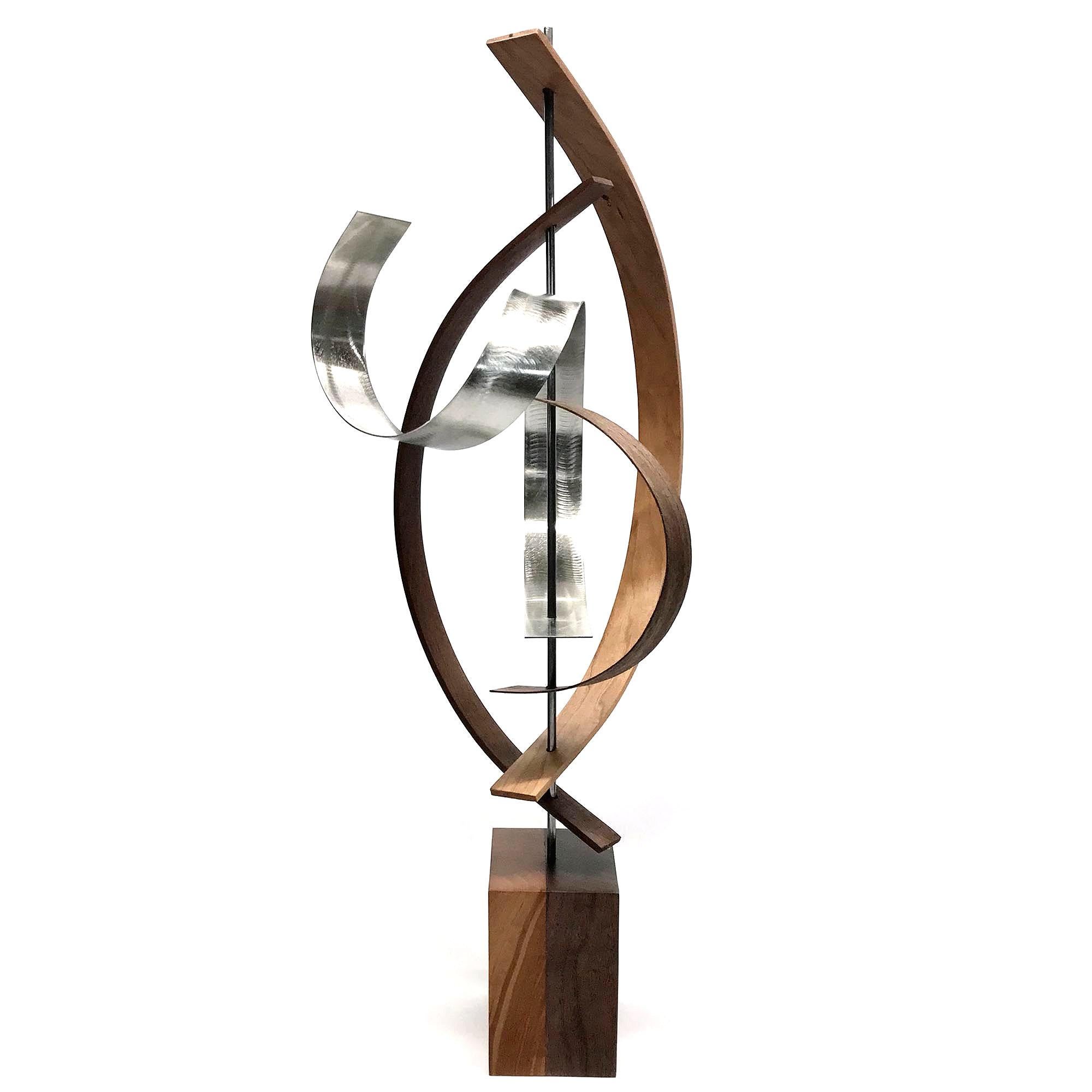 Mid-Century Modern Inspired,  Wood Sculpture, Contemporary Abstract, by Jeff L. 1