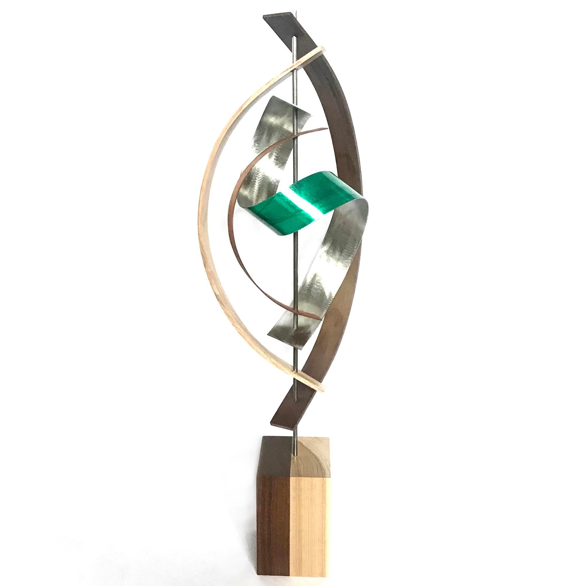Mid-Century Modern Inspired,  Contemporary Wood Metal Sculpture, by Jeff L.