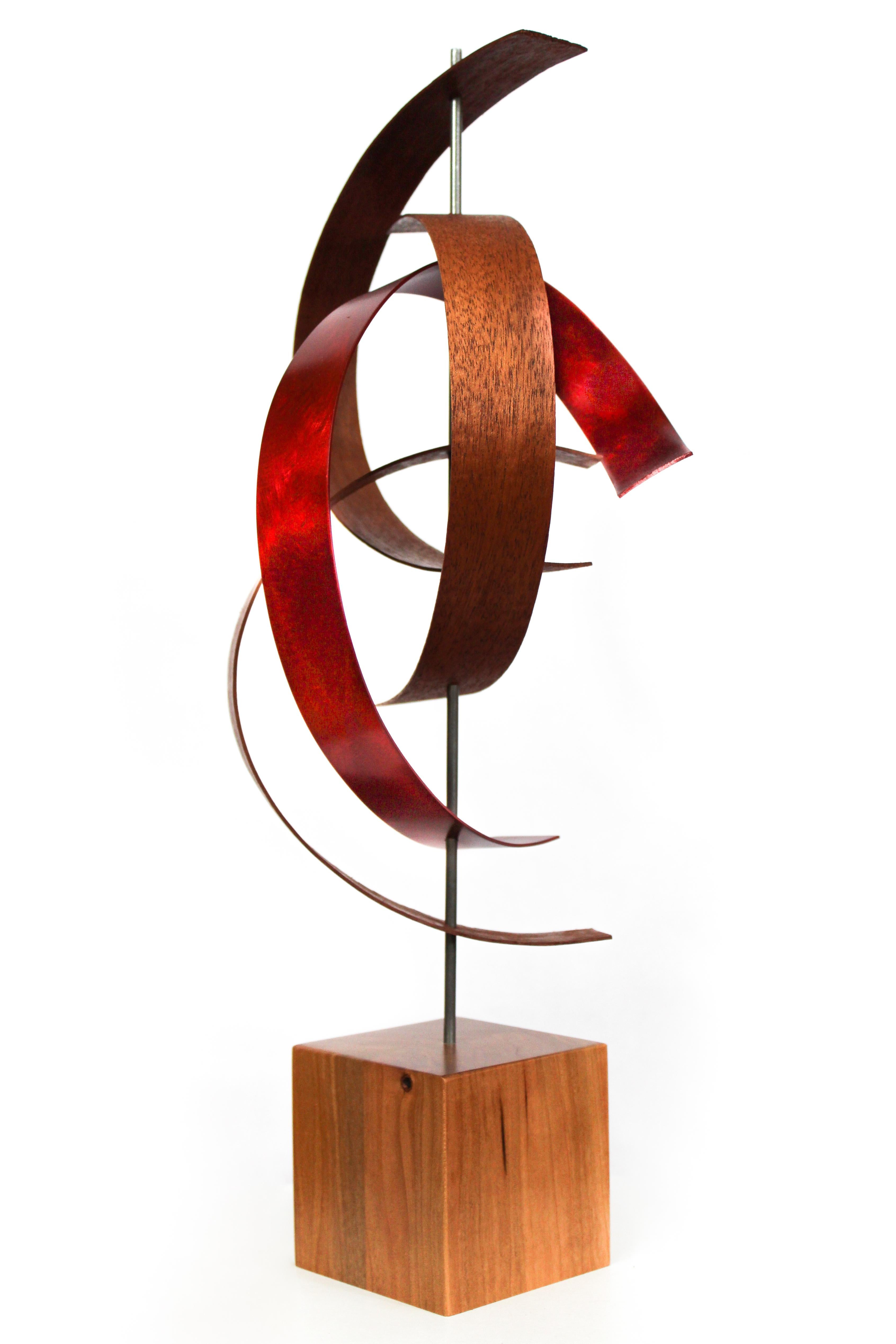 Contemporary Wood Metal Sculpture Art, Mid-Century Modern Inspired, by Jeff L. 1
