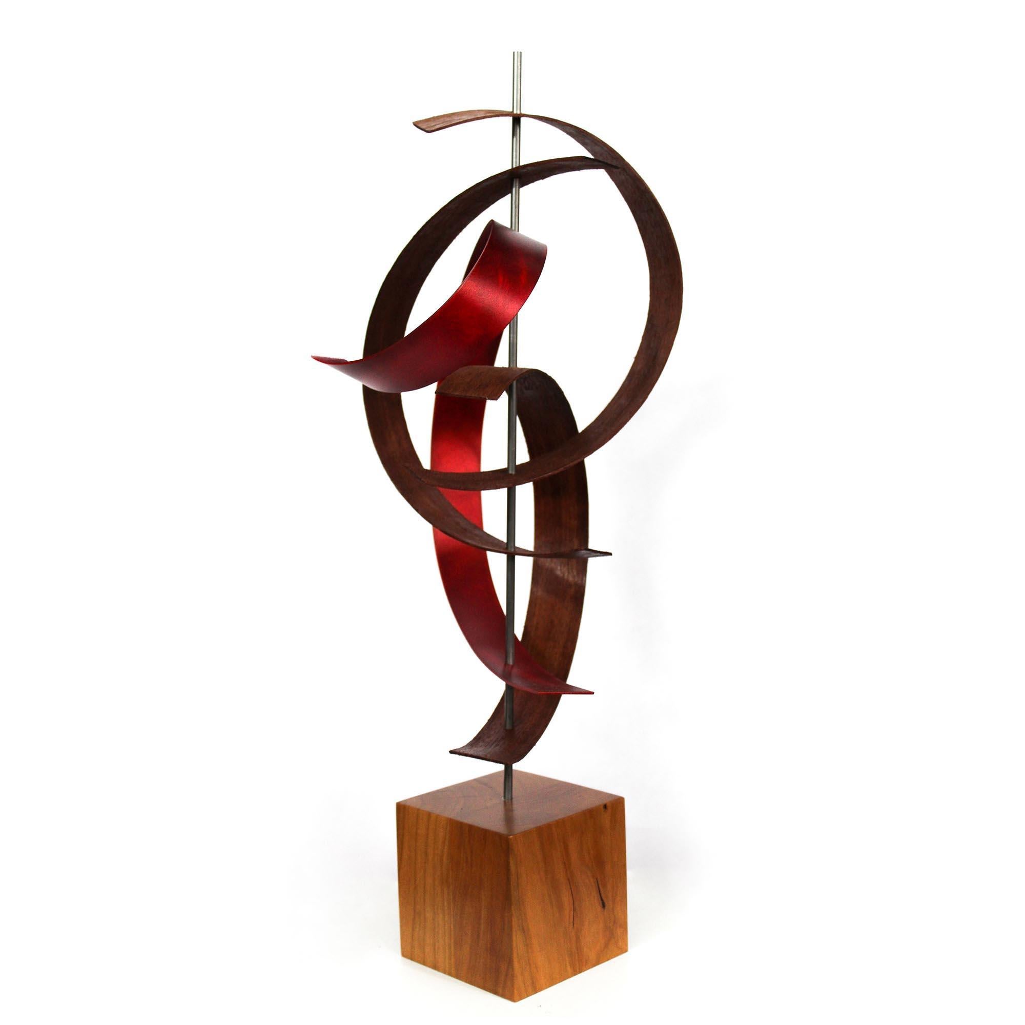 Contemporary Wood Metal Sculpture Art, Mid-Century Modern Inspired, by Jeff L. 2