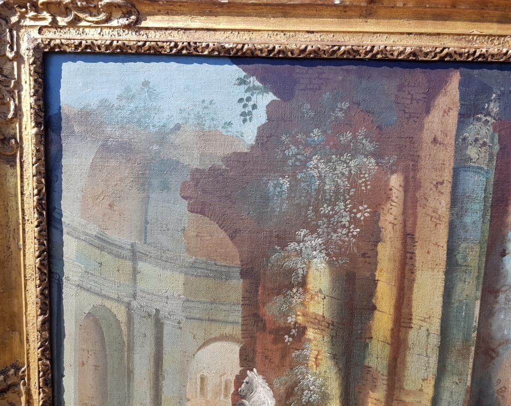 18th century Italian landscape painting - Architectural view - Tempera on canvas 2