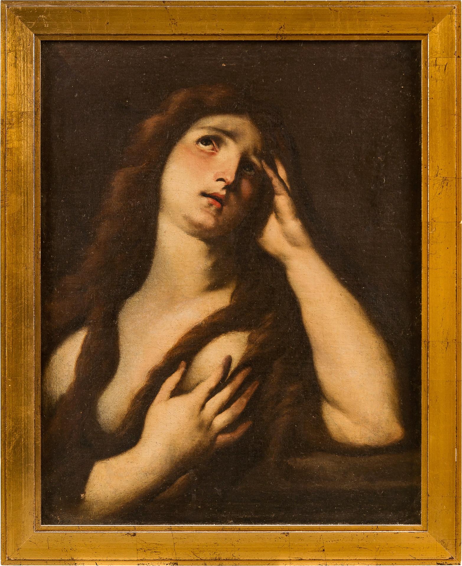 Giacinto Brandi Portrait Painting - 17th century Italian figurative painting Magdalene Oil on canvas figure Baroque