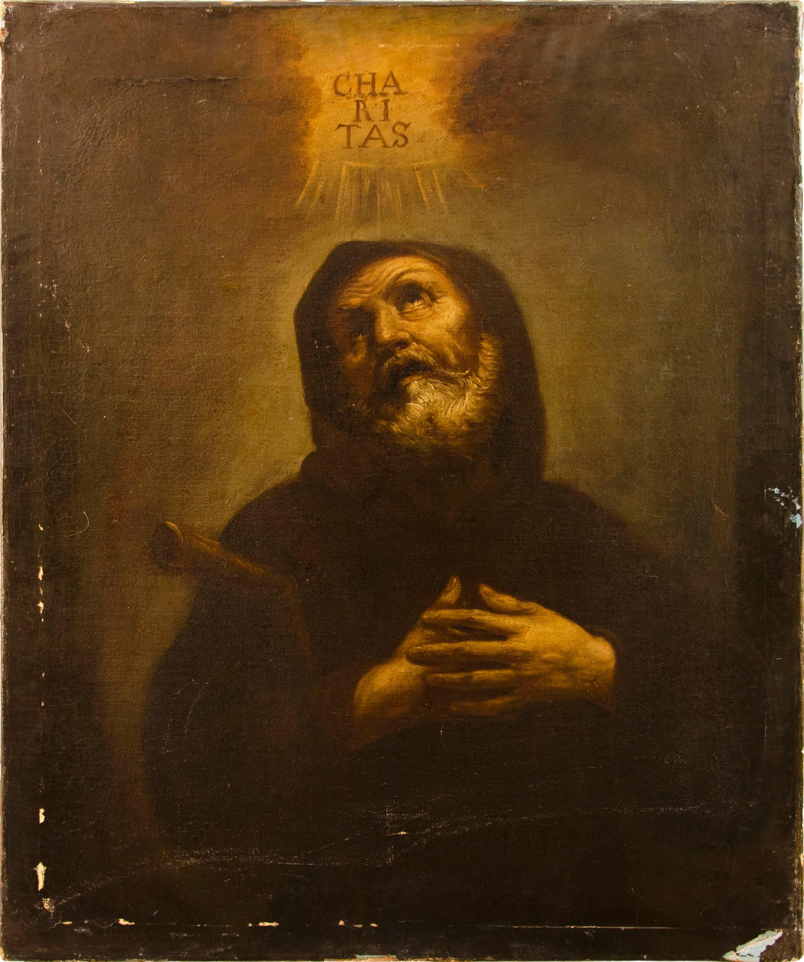 José de Ribera Figurative Painting - 17th century Italian figure painting - St. Francis - Oil on canvas Ribera Italy