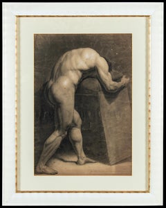 dessin de figure italienne de la fin du XIXe siècle - Nu masculin - papier crayon Italie