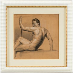 Peintre de nus académiques - Dessin de figure du 19e siècle - Papier crayon Italie