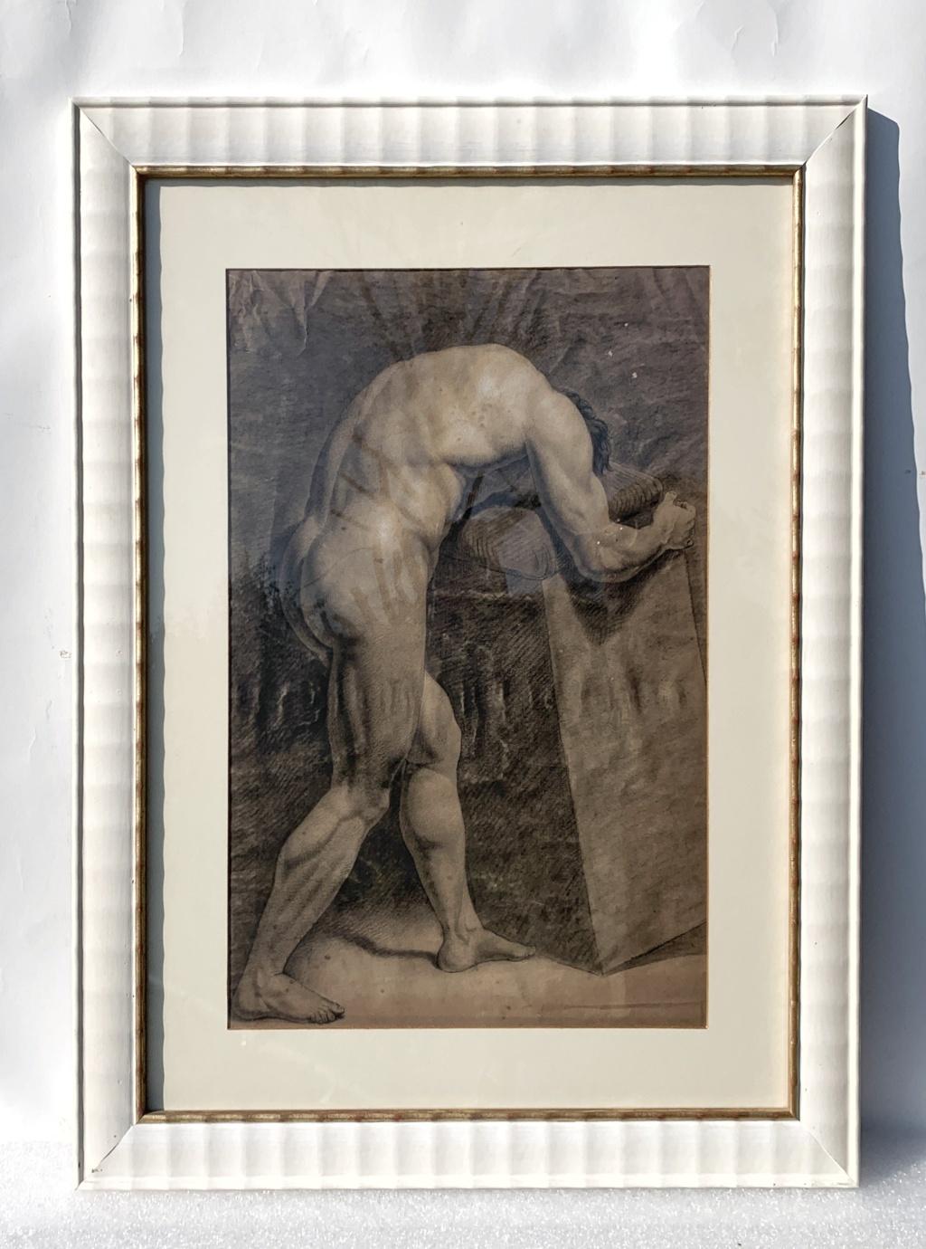Italienische Figurenzeichnung des späten 19. Jahrhunderts - männlicher Akt - Bleistiftpapier Italien – Art von Unknown