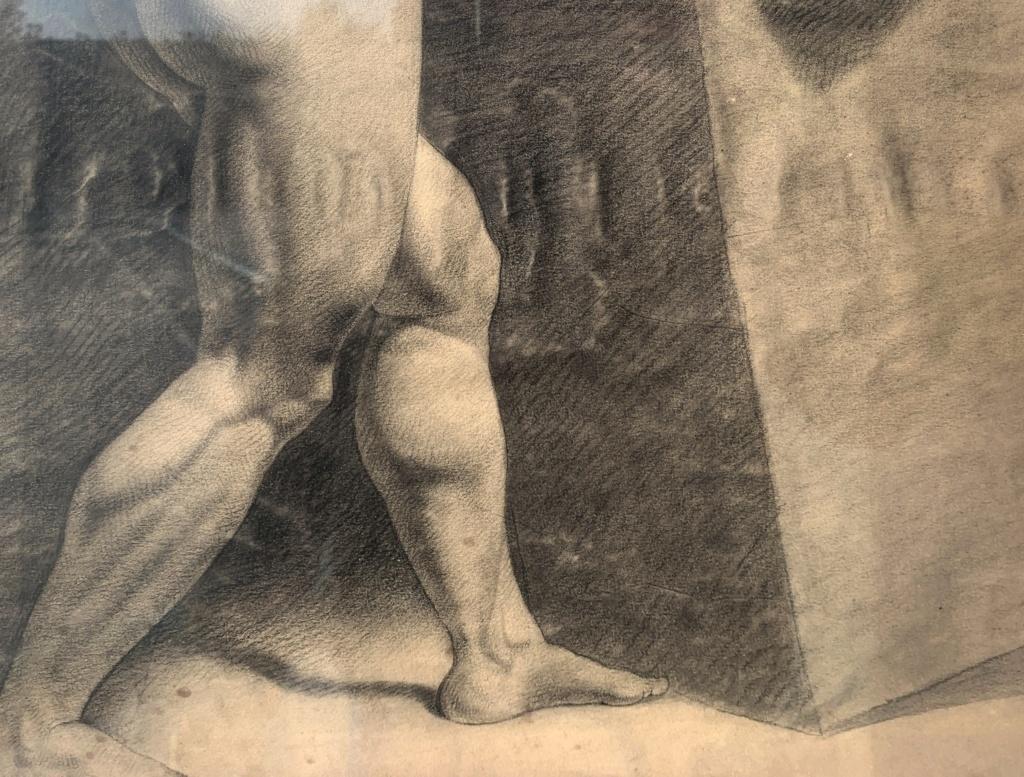 Italienische Figurenzeichnung des späten 19. Jahrhunderts - männlicher Akt - Bleistiftpapier Italien (Beige), Nude, von Unknown