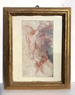 17th century Italian figure drawing - Male Nude - Pencil paper Italy