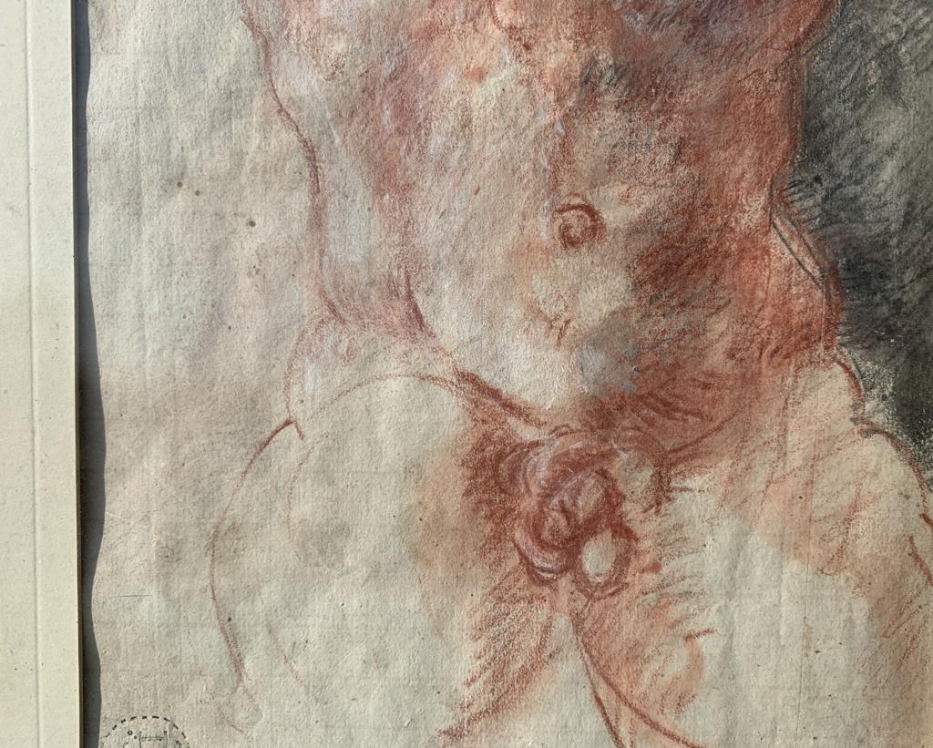17th century Italian figure drawing - Male Nude - Pencil paper Italy 4