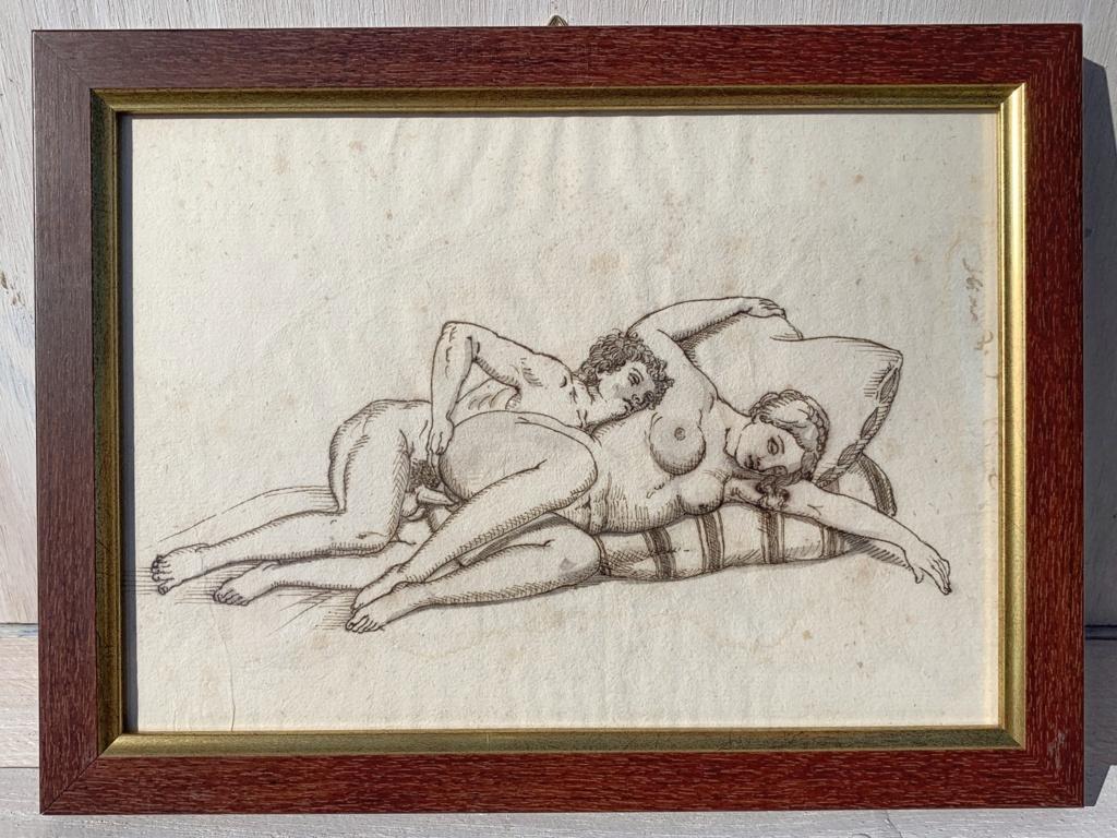 Peintre érotique français - Dessins de figures du XIXe siècle - Nus - Encre sur papier en vente 2